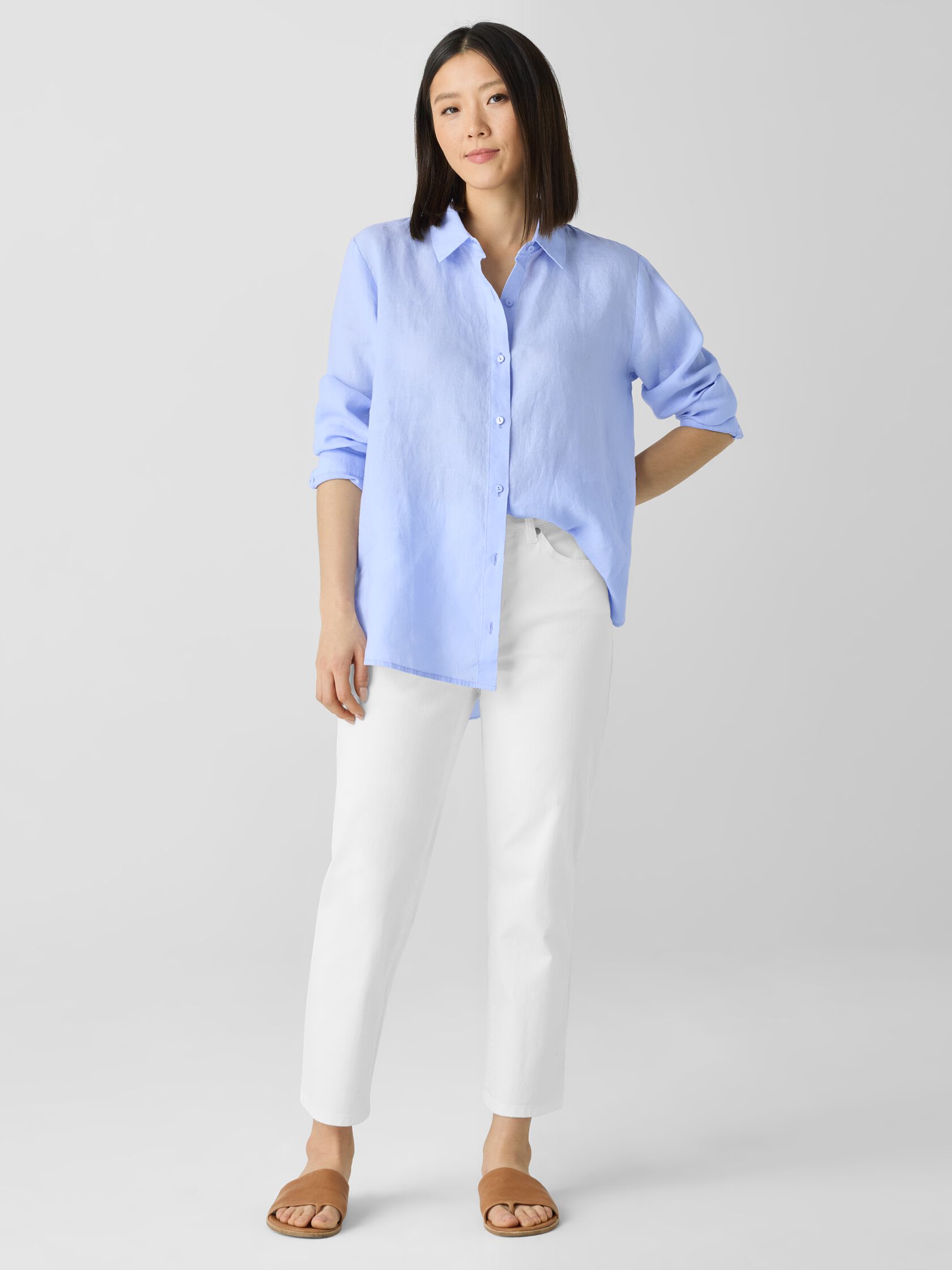 Garment-Dyed Organic Cotton Denim Cropped Jean