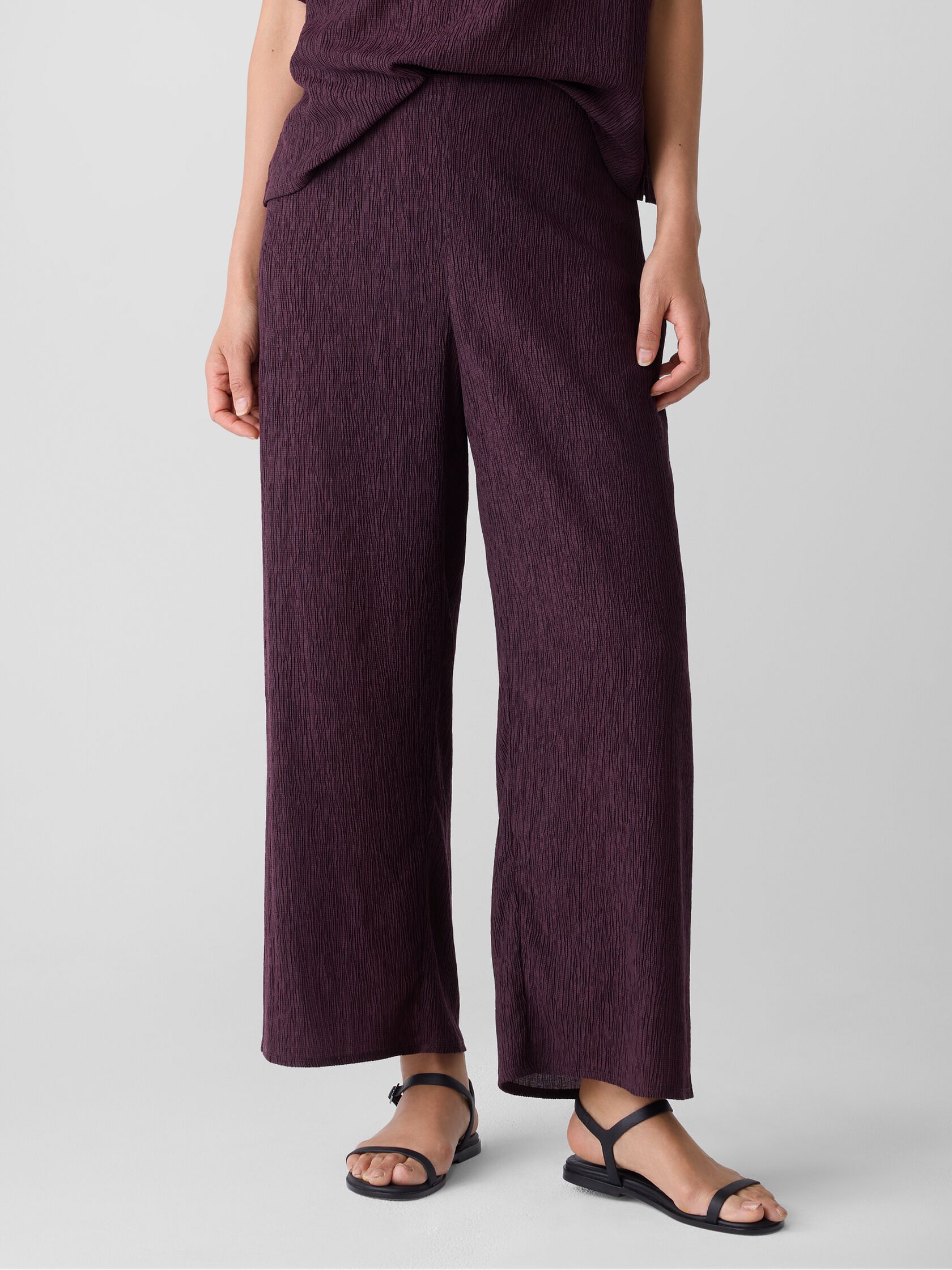 Woven Pliss&eacute; Wide-Leg Pant