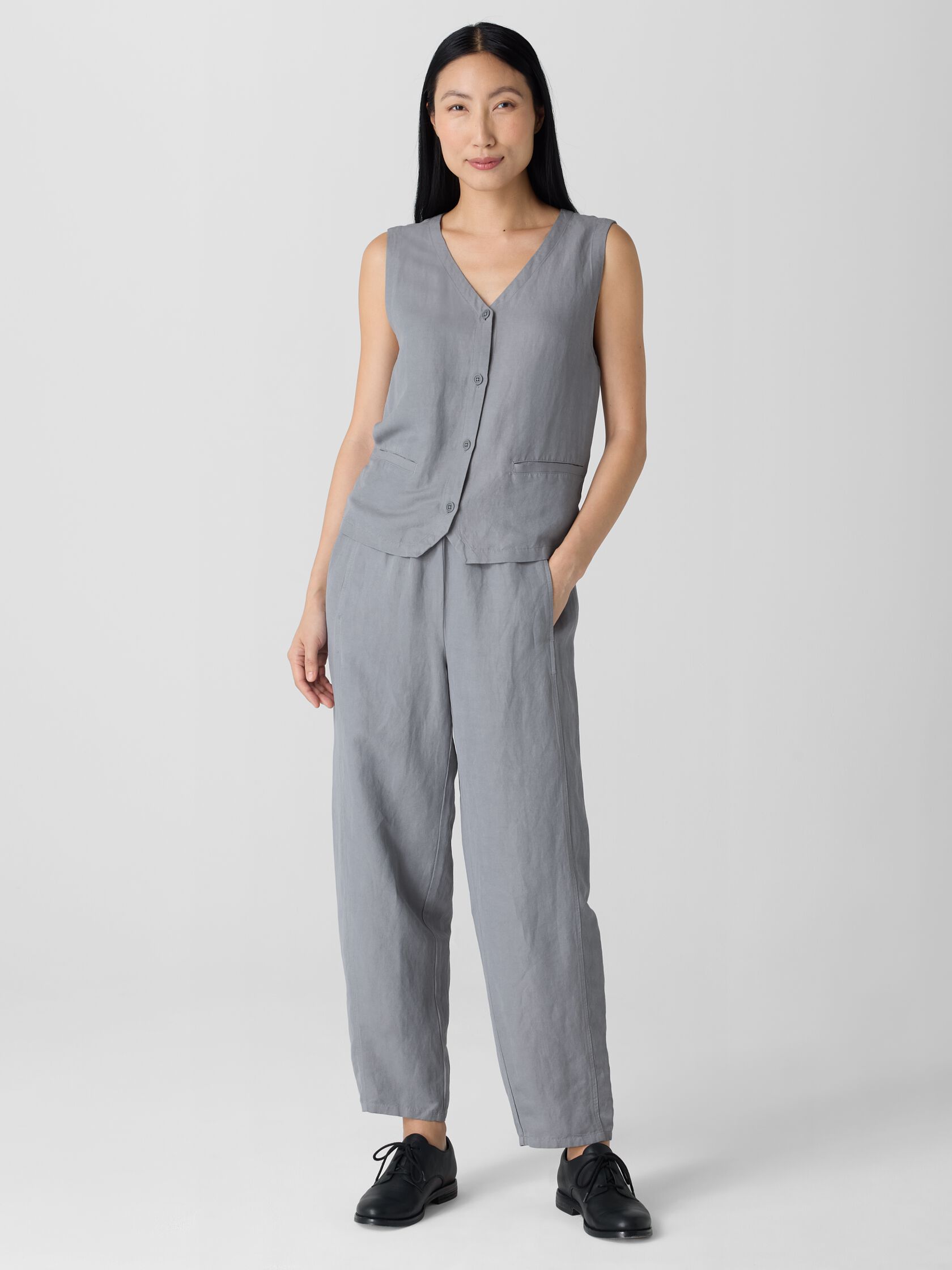 Linen Silk Twill Lantern Pant