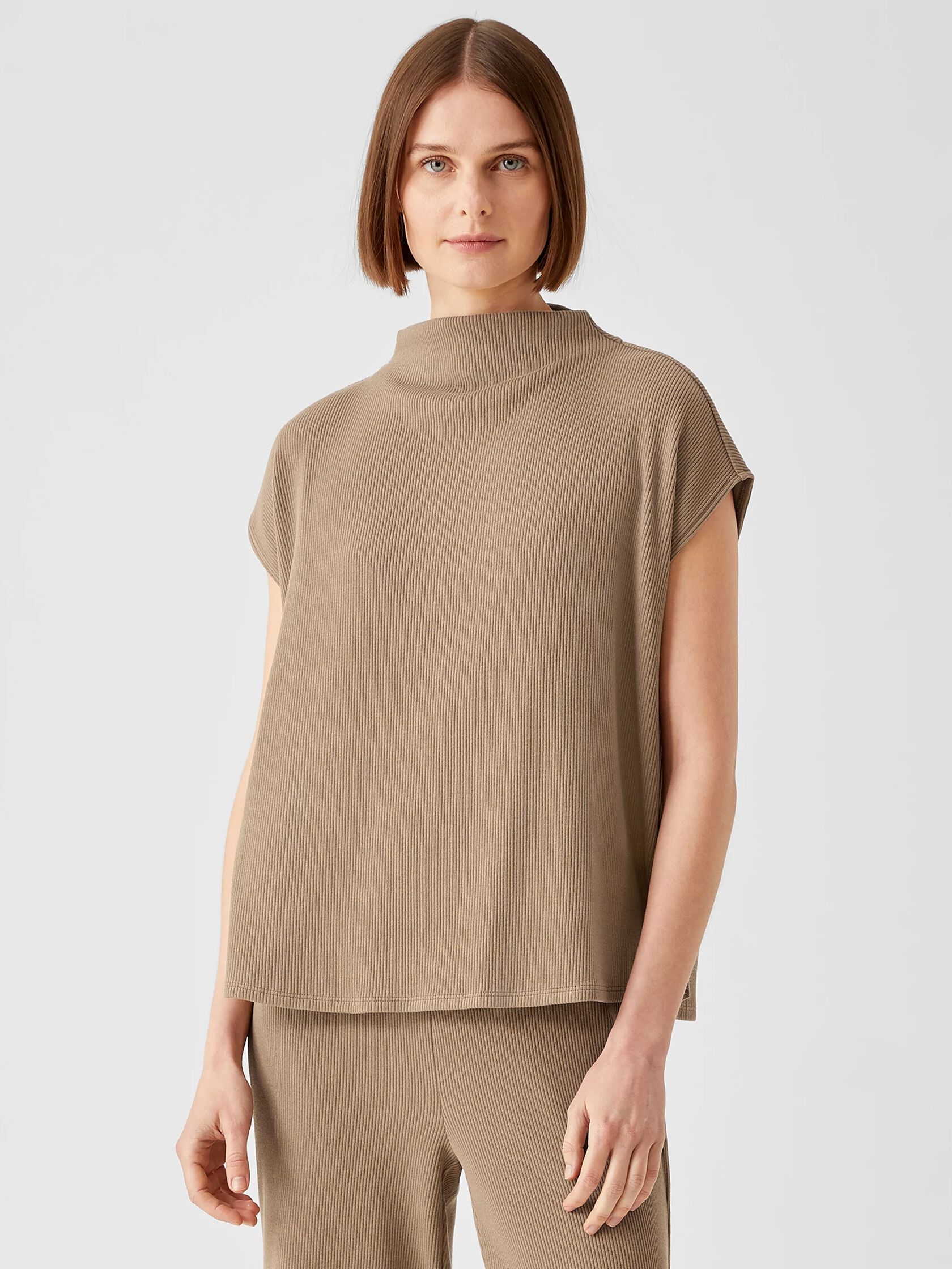 Ribbed Organic Cotton Blend Square Top