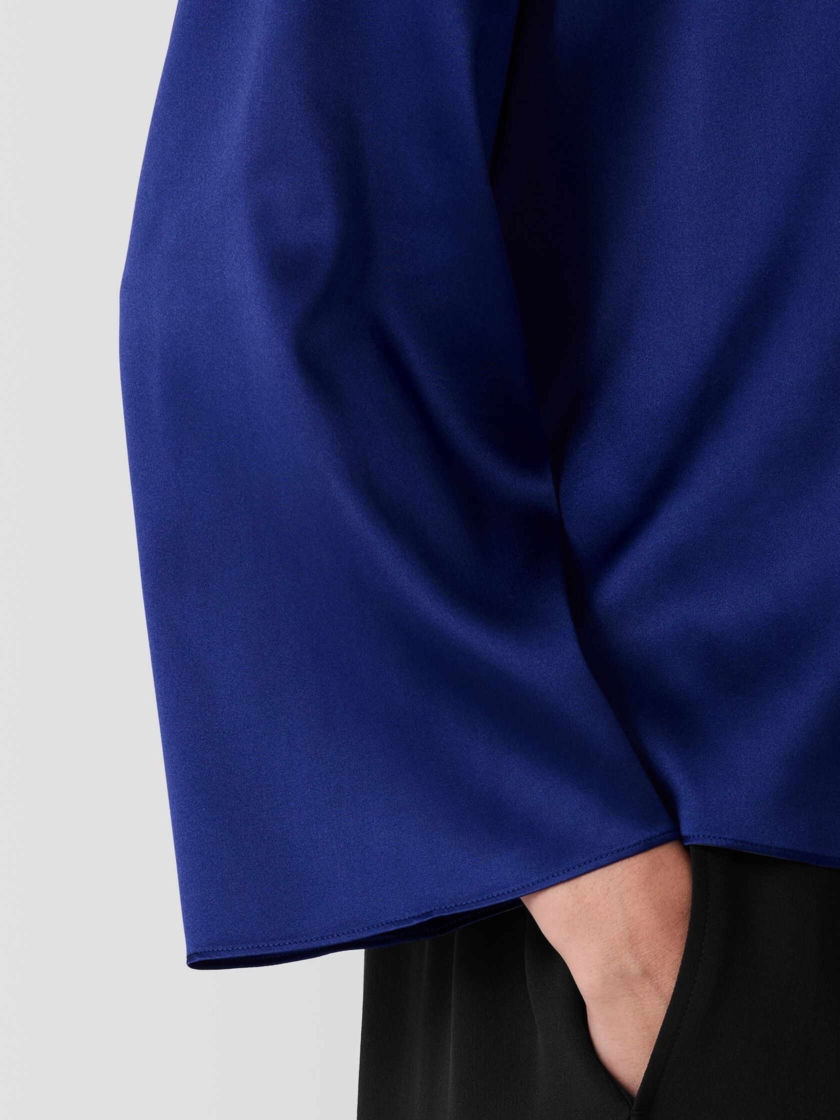 Stretch Silk Charmeuse Bateau Neck Top