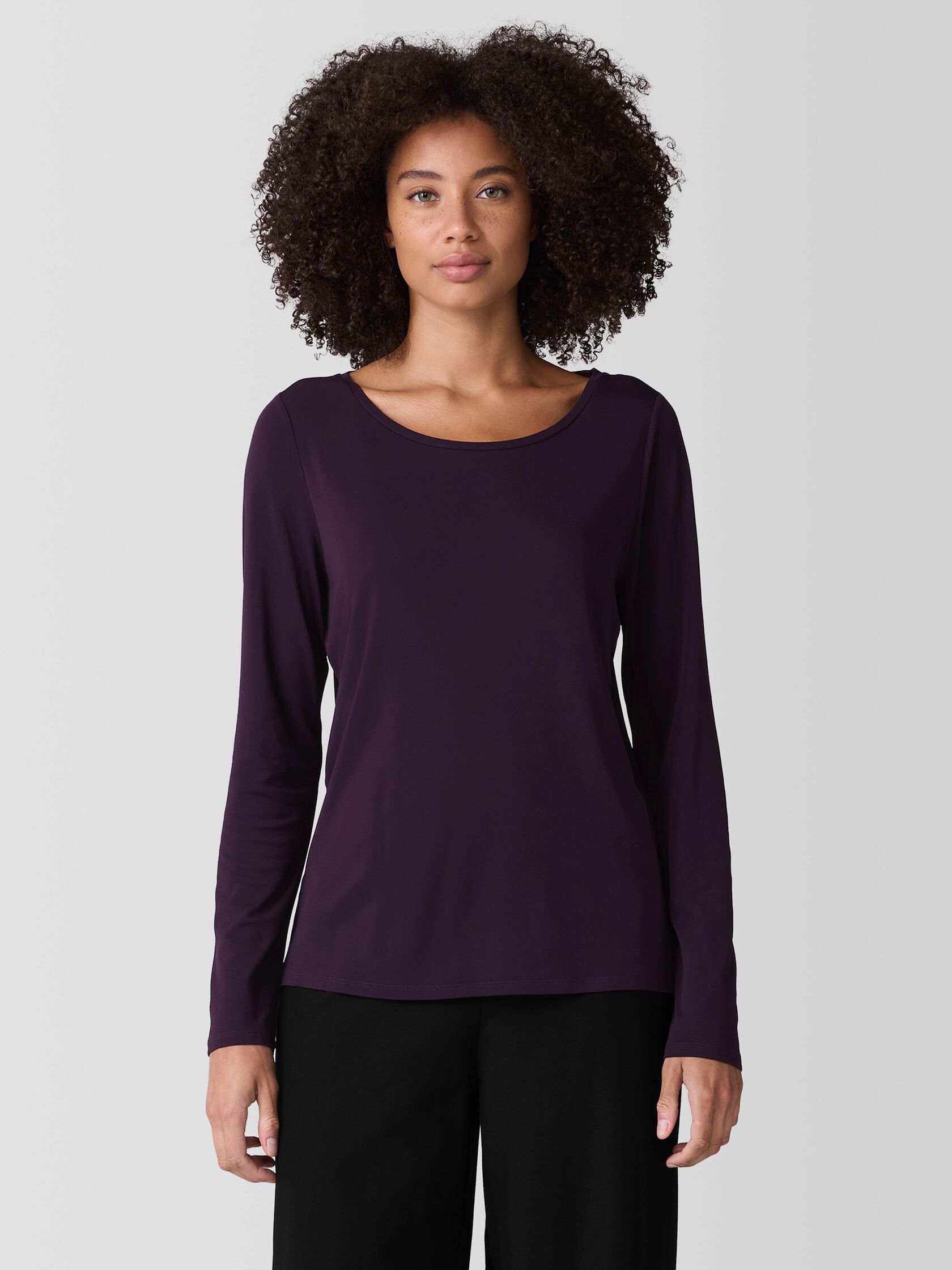 Stretch Silk Jersey Scoop Neck Top