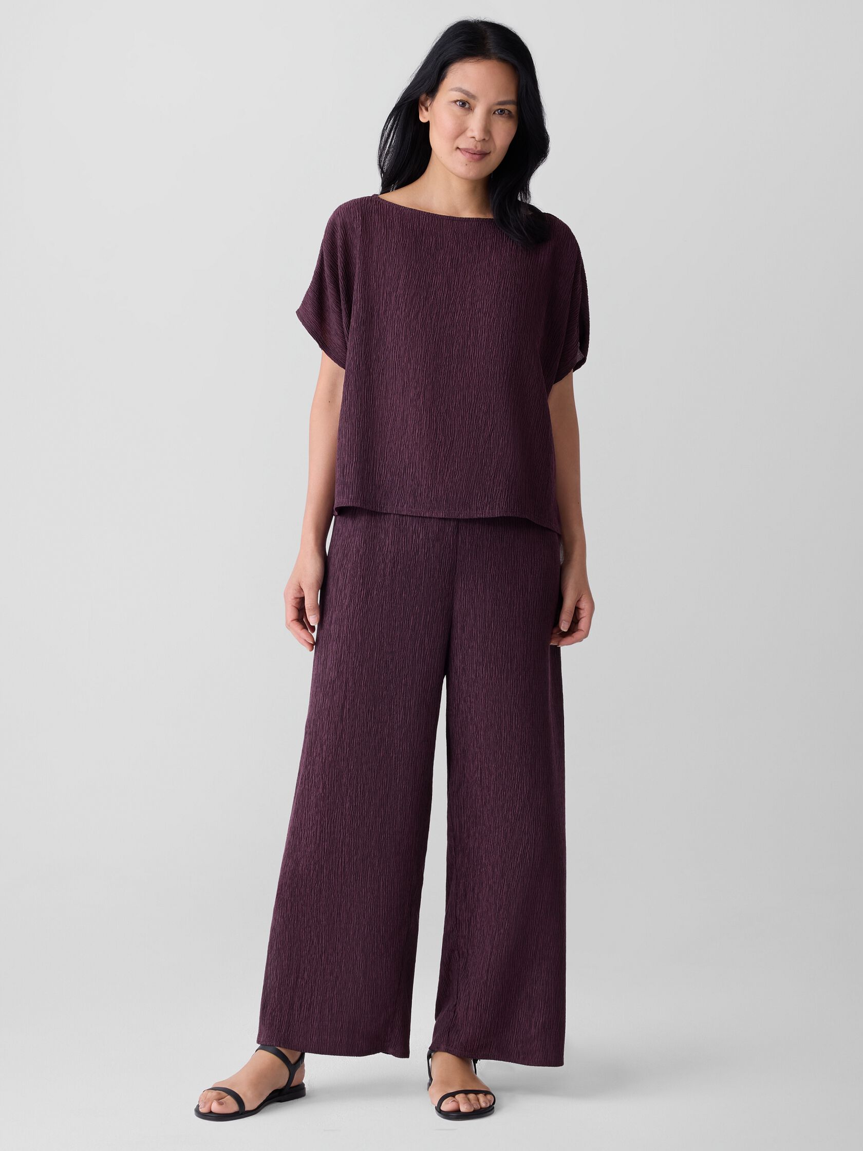 Woven Pliss&eacute; Wide-Leg Pant