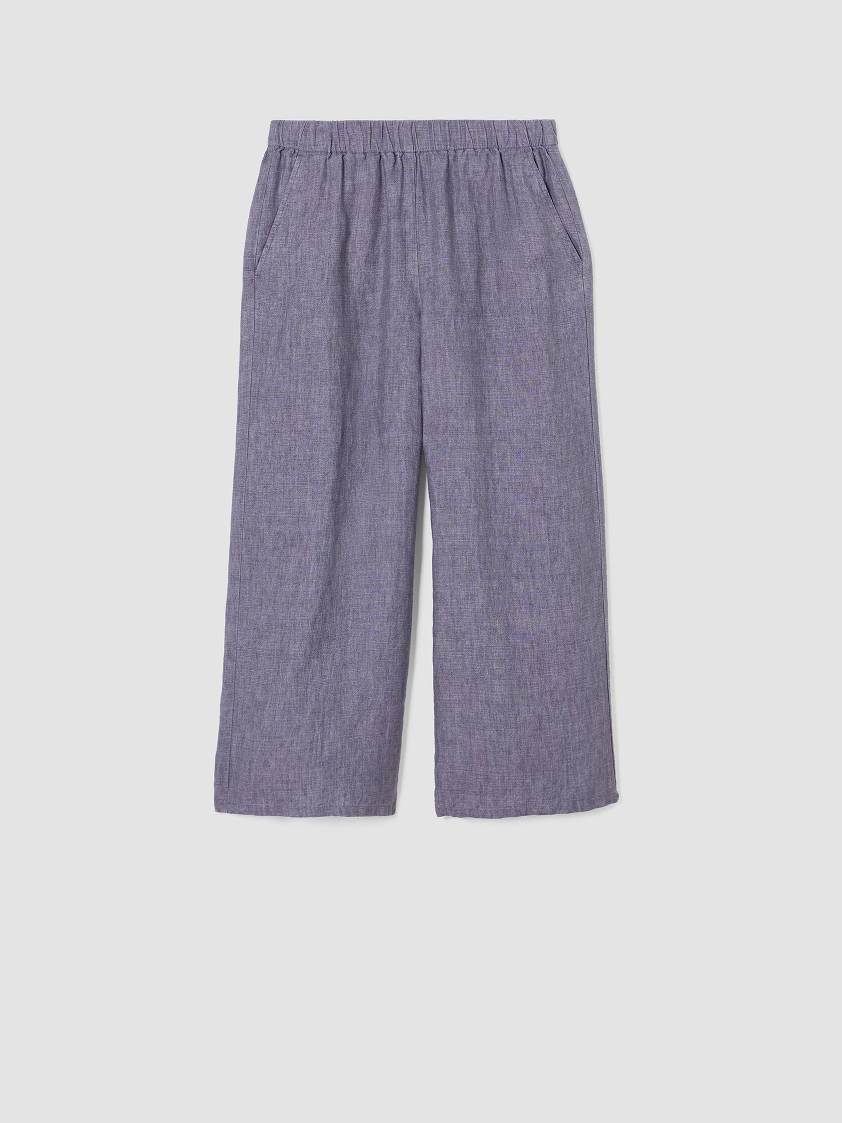Washed Organic Linen Delave Wide-Leg Pant