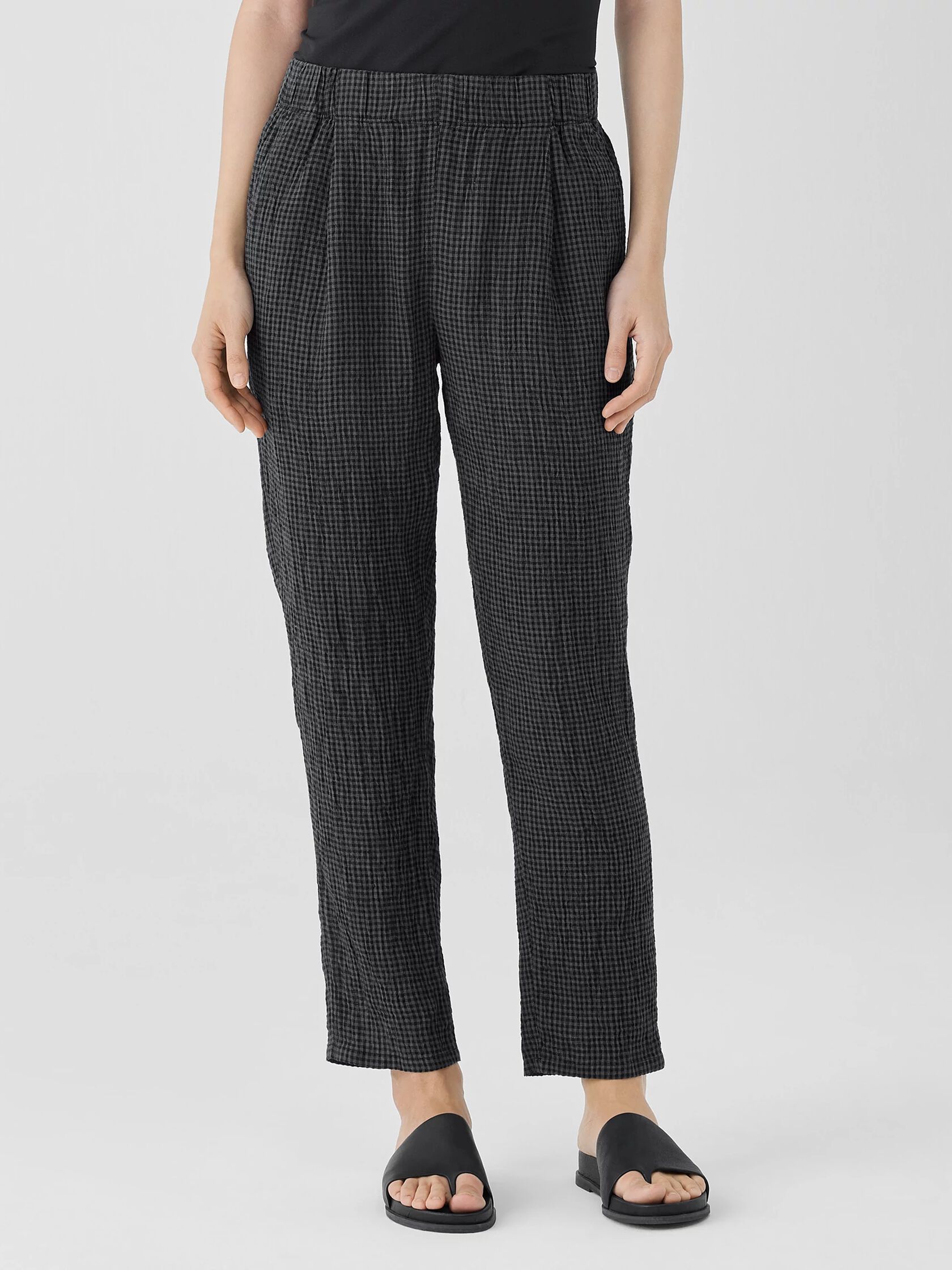 Puckered Organic Linen Tapered Pant