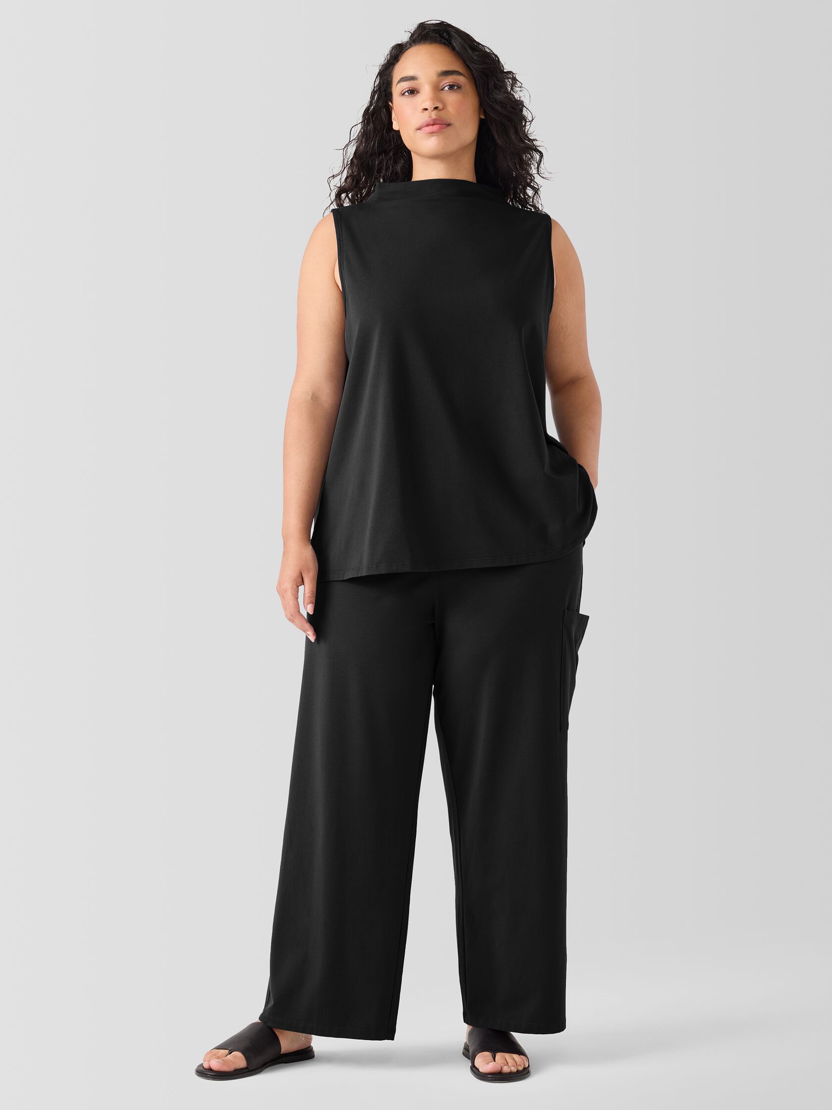 Pima Cotton Stretch Jersey Wide-Leg Pant With Pockets