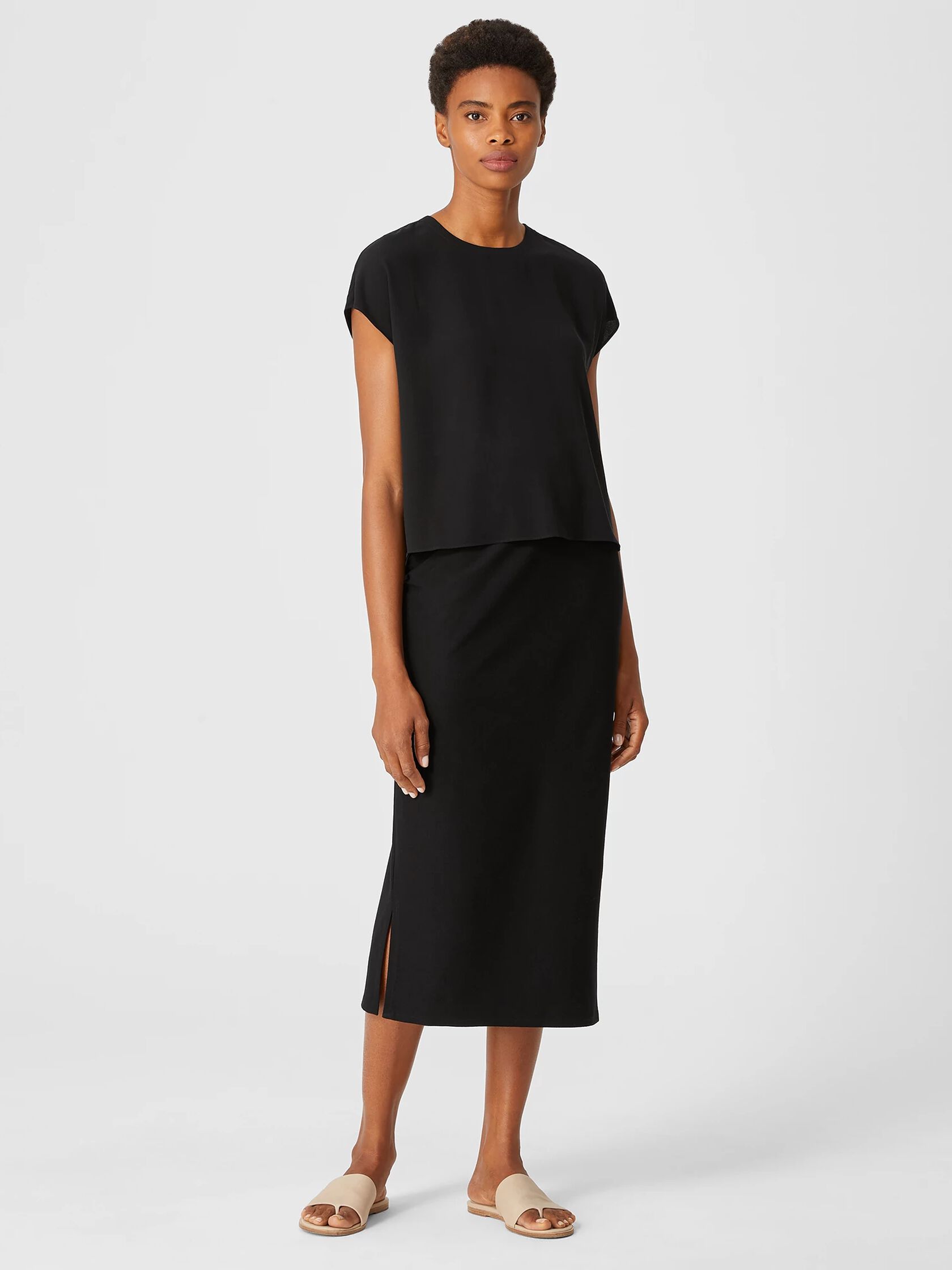 Washable Stretch Crepe Pencil Skirt