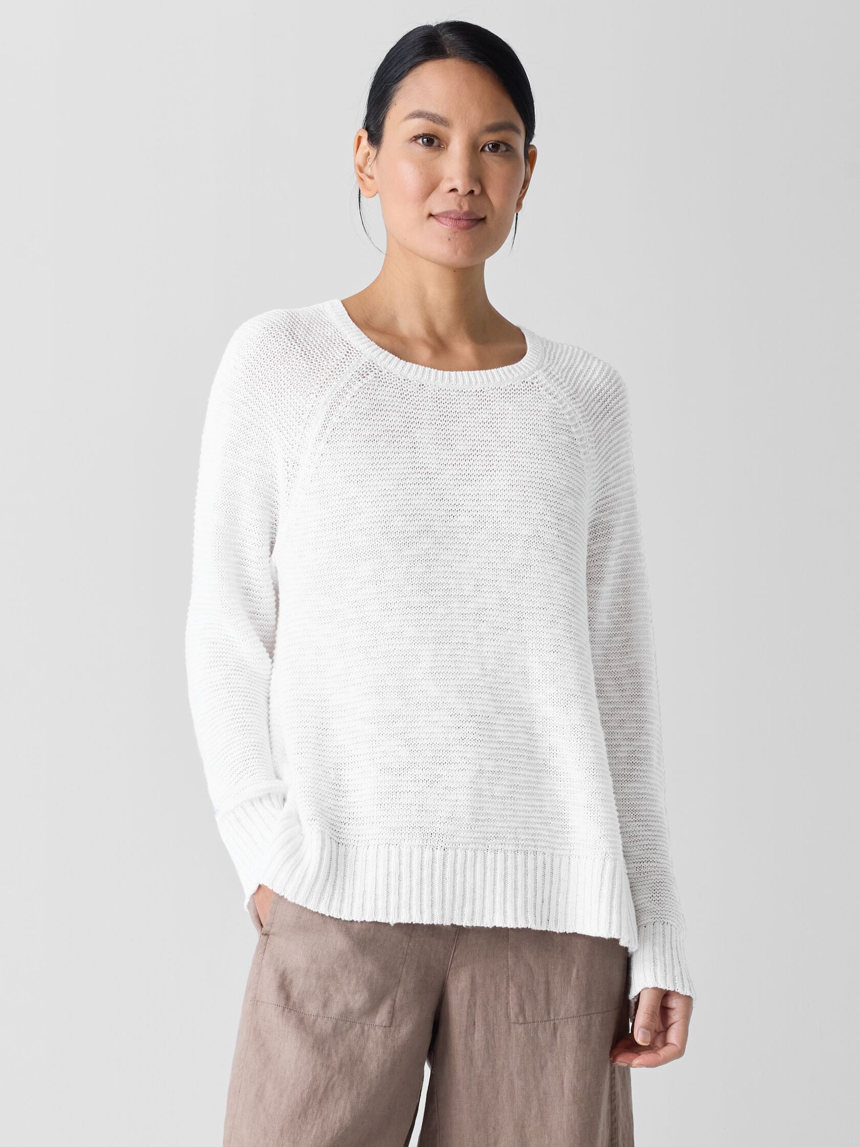 Organic Linen Cotton Slub Crew Neck Top