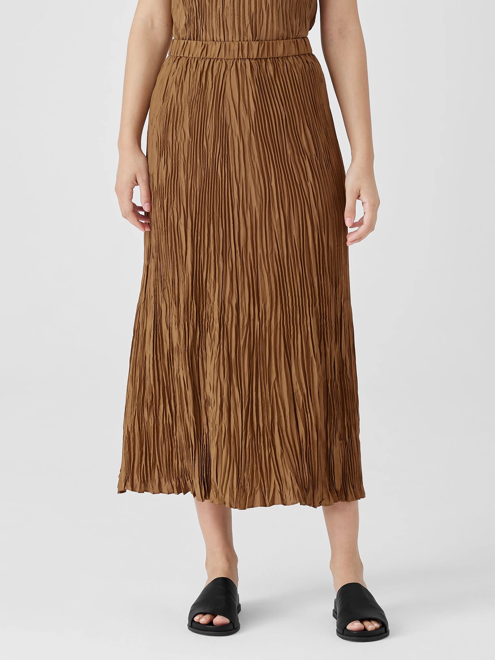 Crushed Silk Maxi Skirt