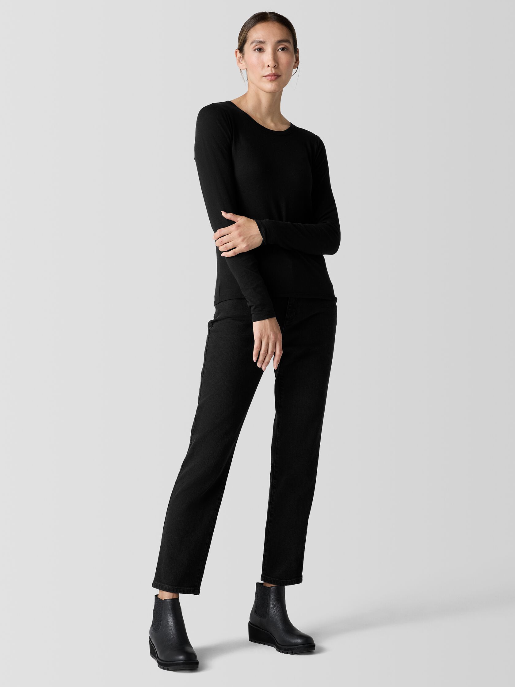 Sheer Knit Long-Sleeve Tee