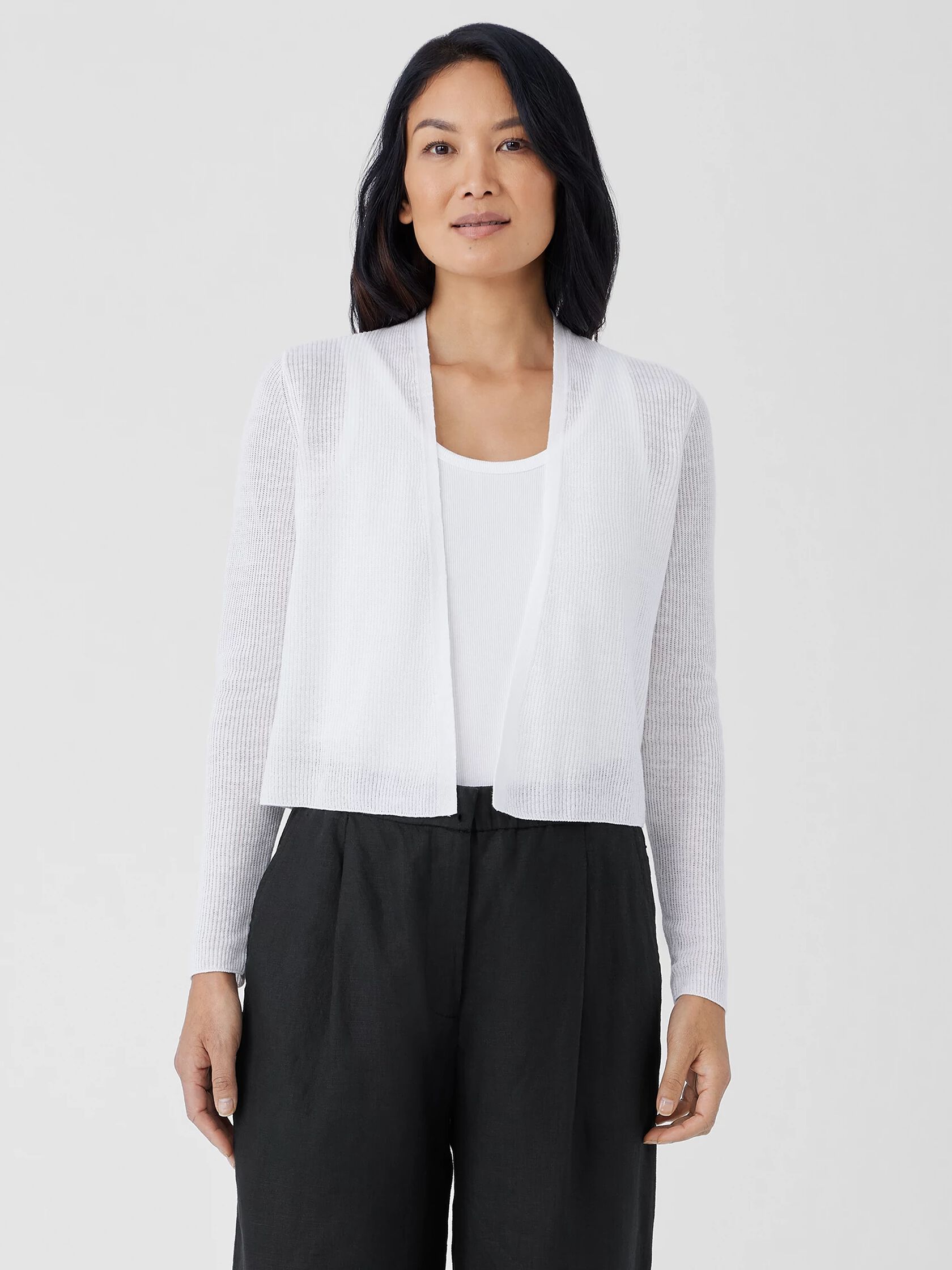 Organic Linen Cotton Airy Tuck Cropped Cardigan
