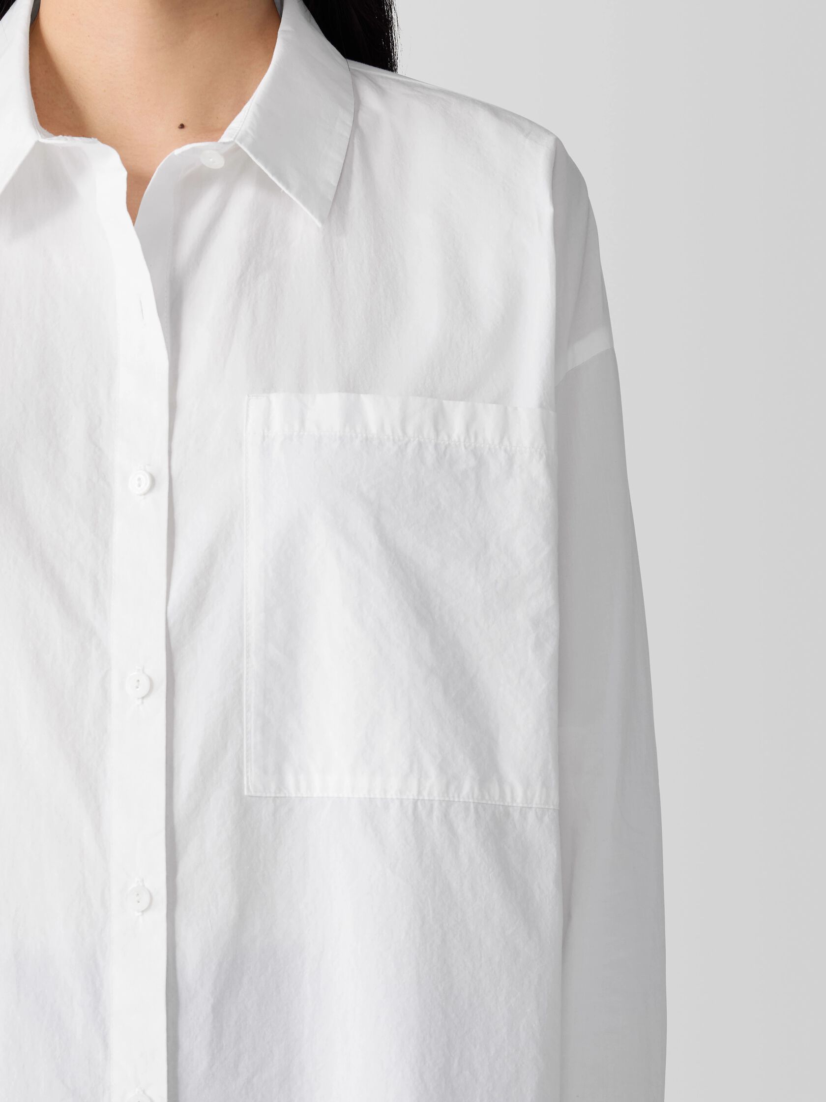 Washed Organic Cotton Poplin Classic Collar Long Shirt