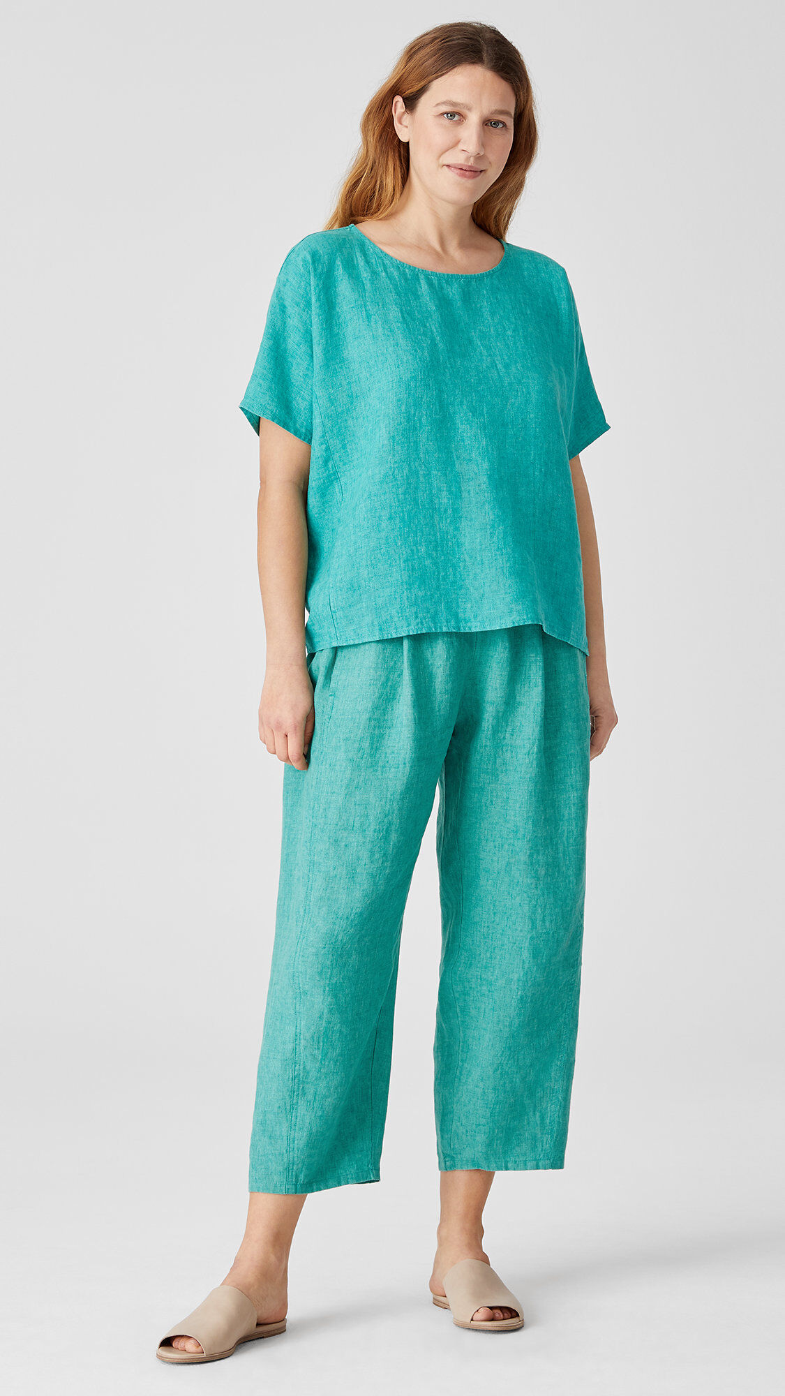 Washed Organic Linen Delave Lantern Pant