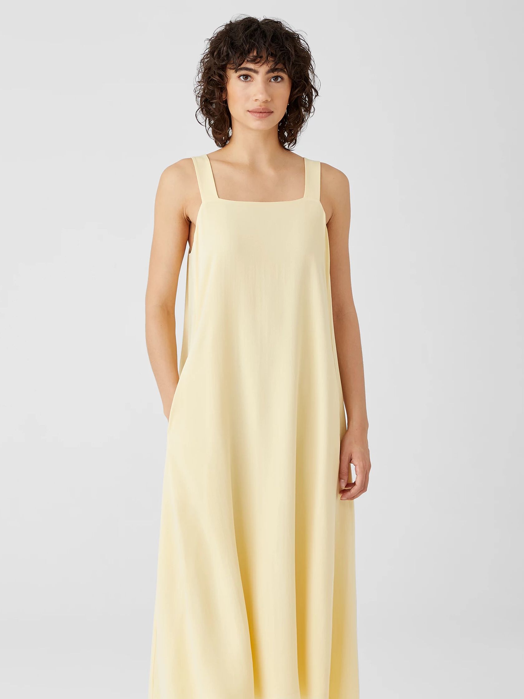 Silk Georgette Crepe Square Neck Dress