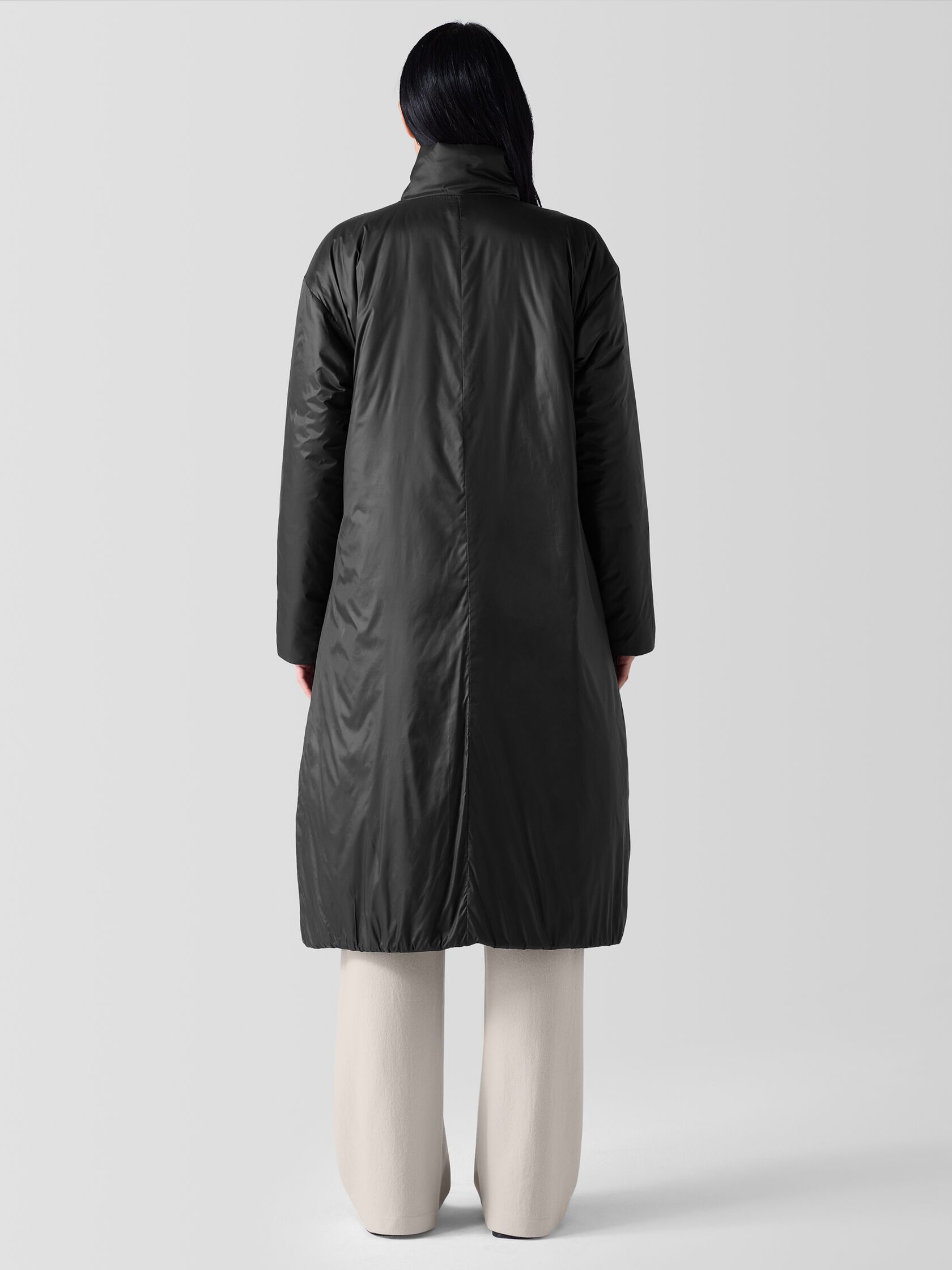 Eggshell Recycled Nylon Long Coat