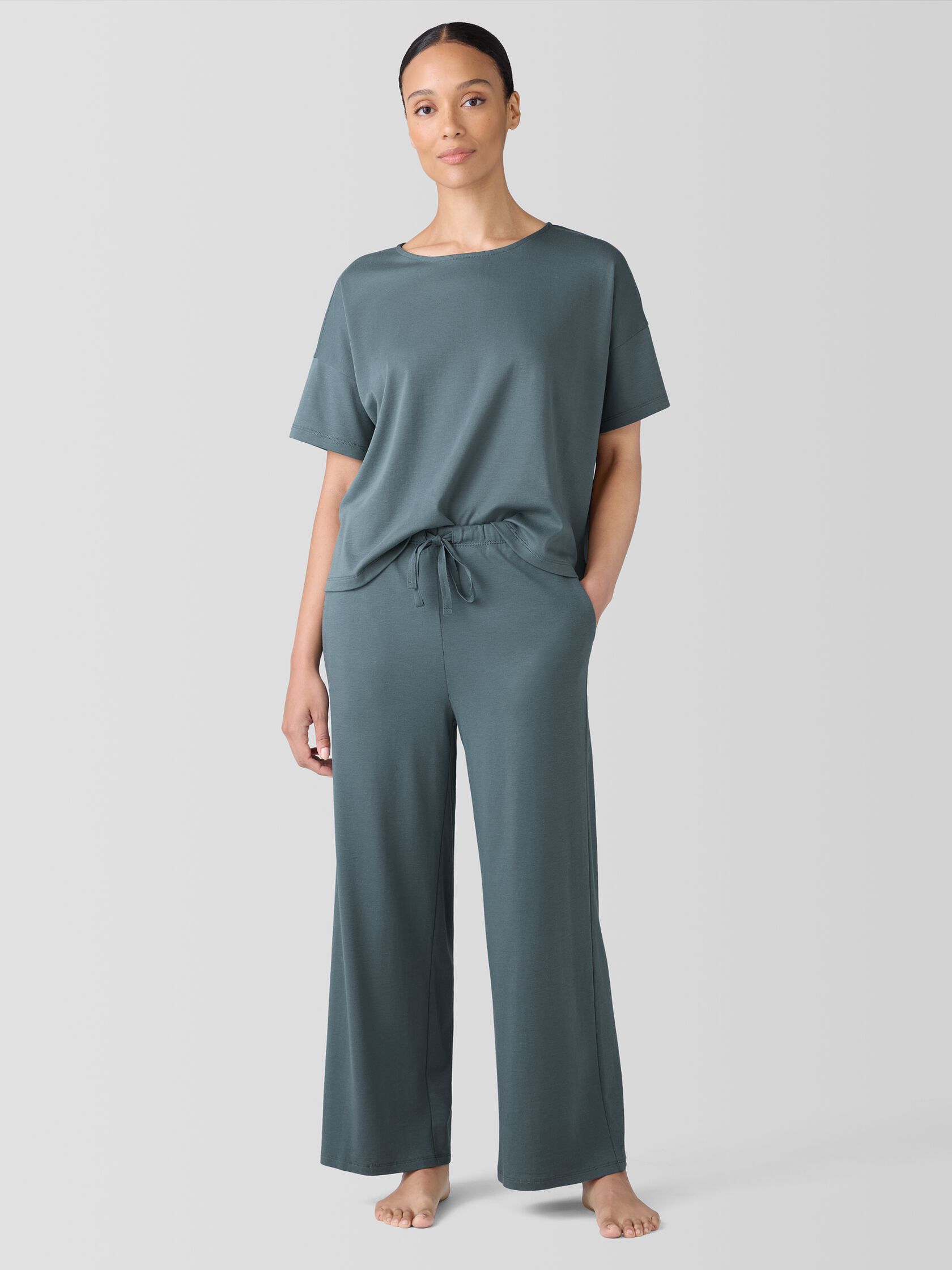 Organic Cotton Interlock Wide-Leg Sleep Pant