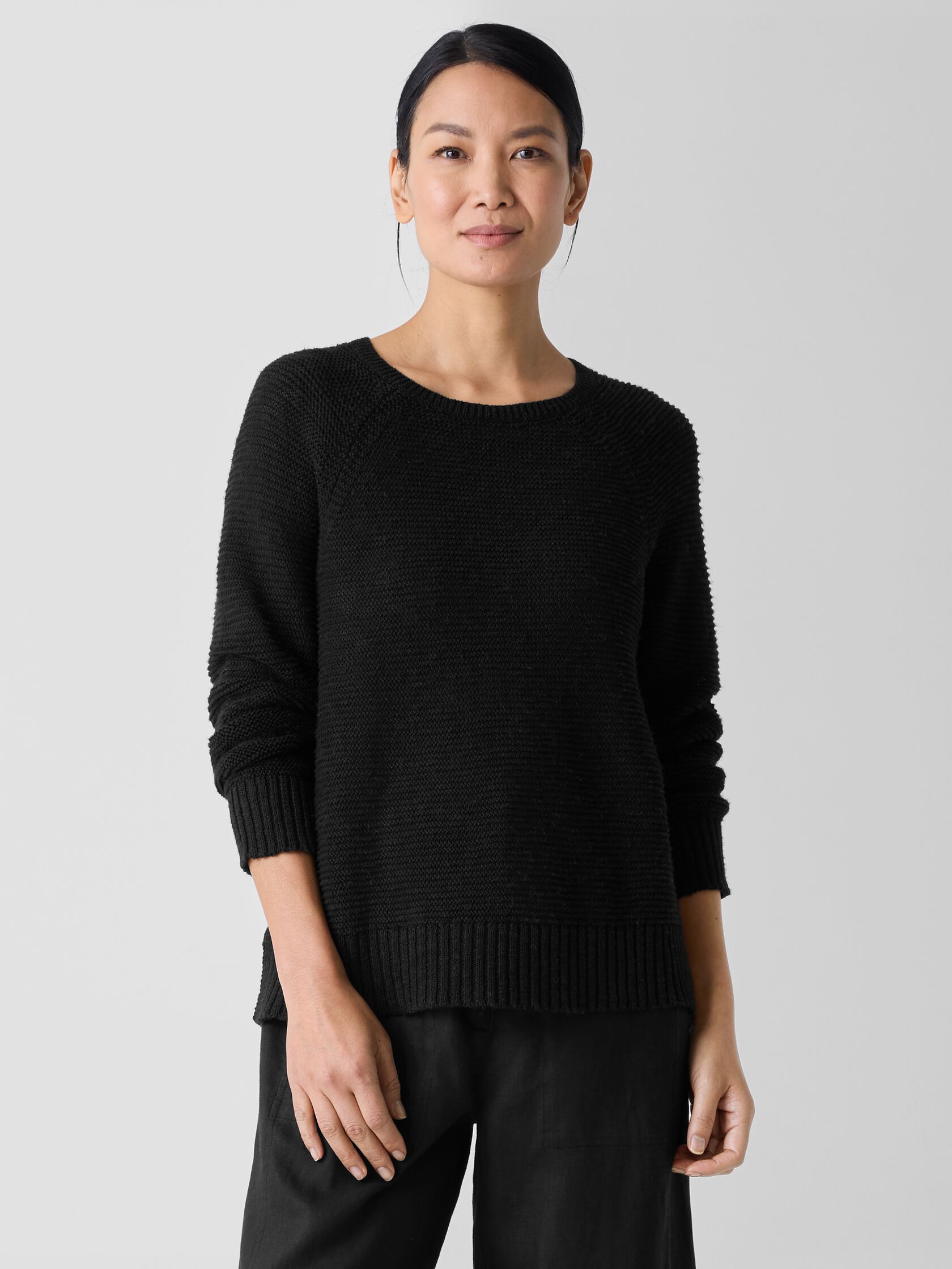 Organic Linen Cotton Slub Crew Neck Top