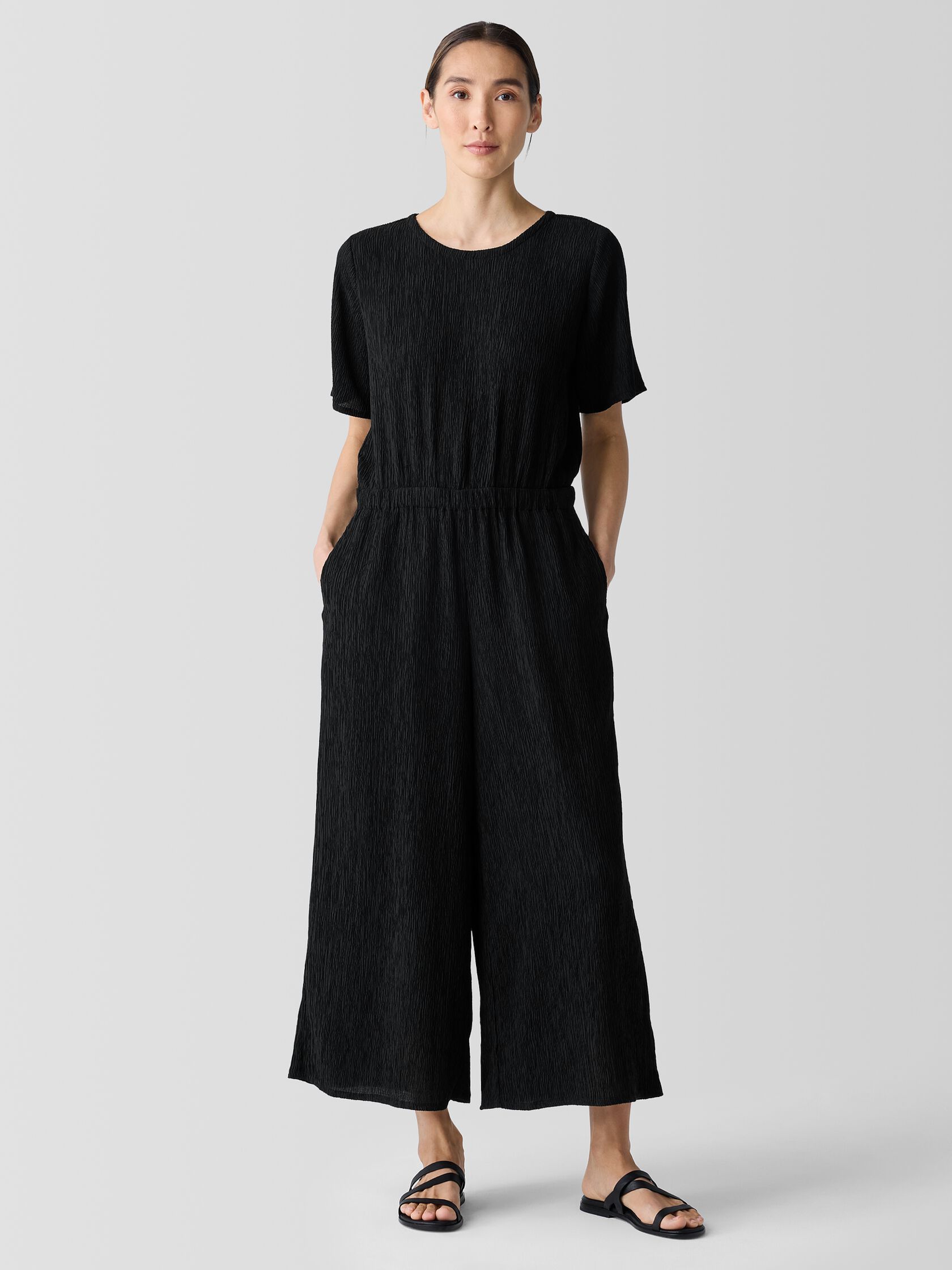 Woven Pliss&eacute; Jumpsuit