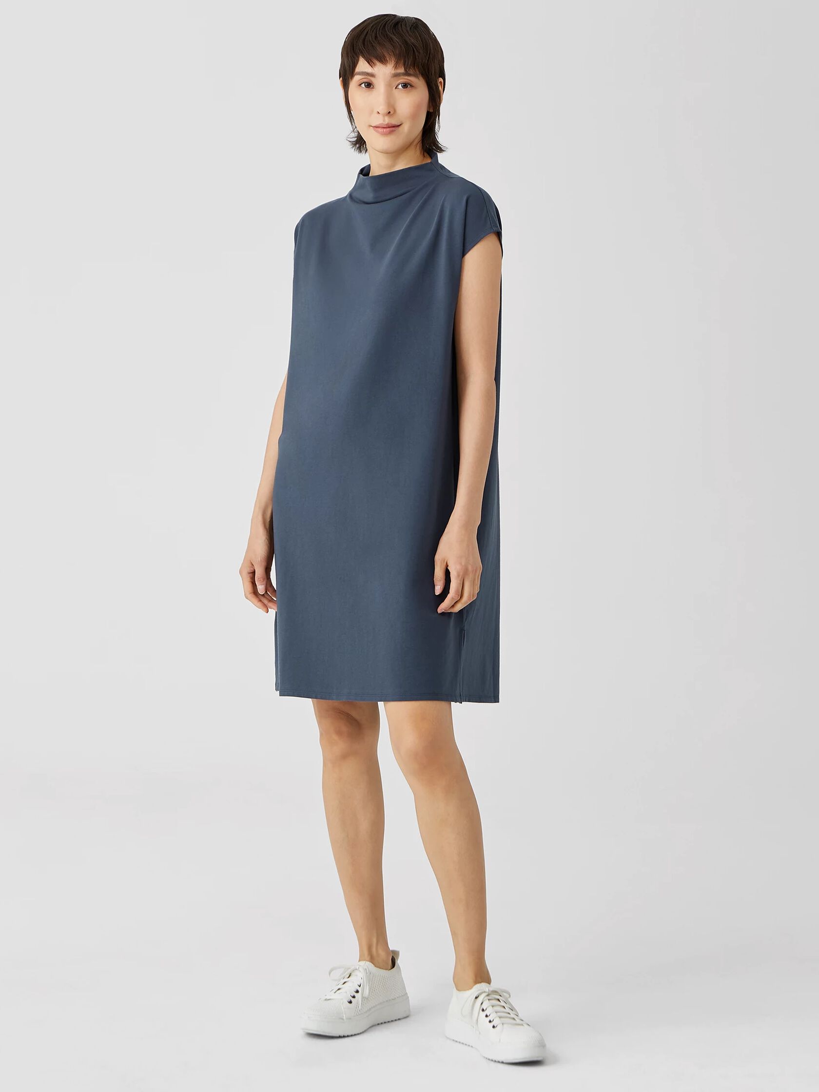 Traceable Organic Cotton Jersey Funnel Neck Dress