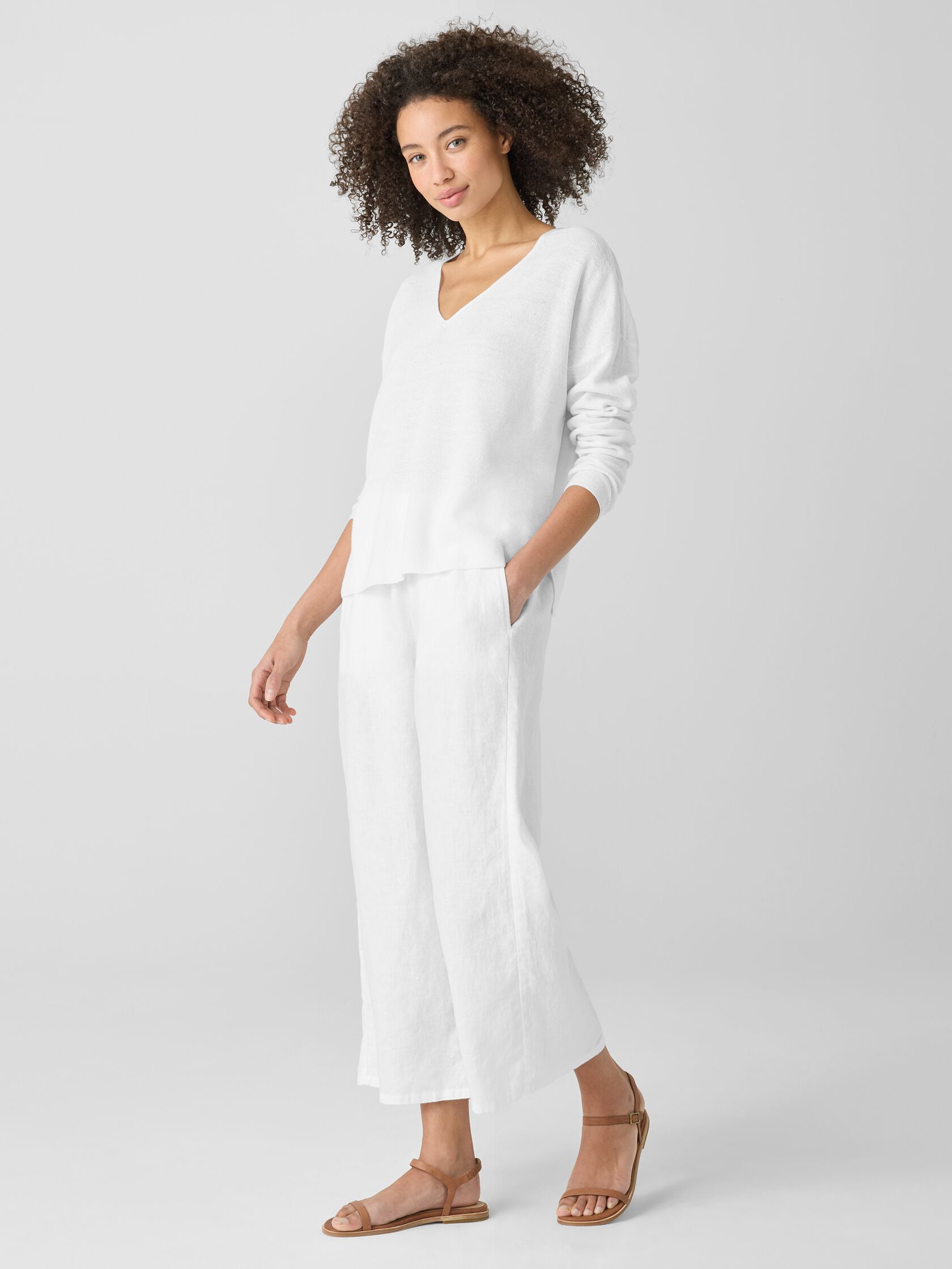 Organic Linen Cotton V-Neck Top