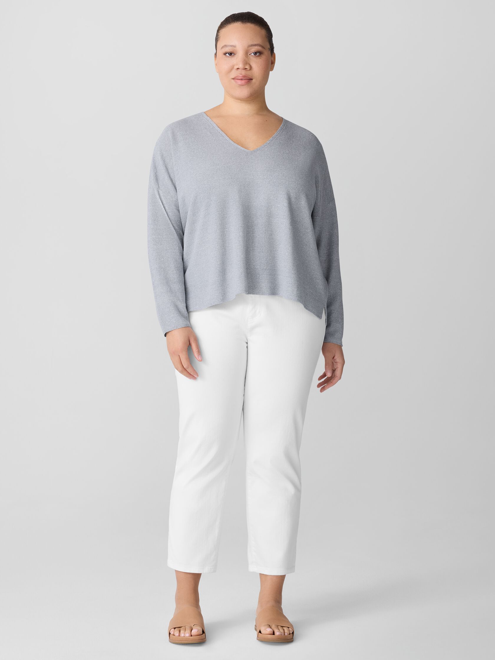 Garment-Dyed Organic Cotton Denim Cropped Jean