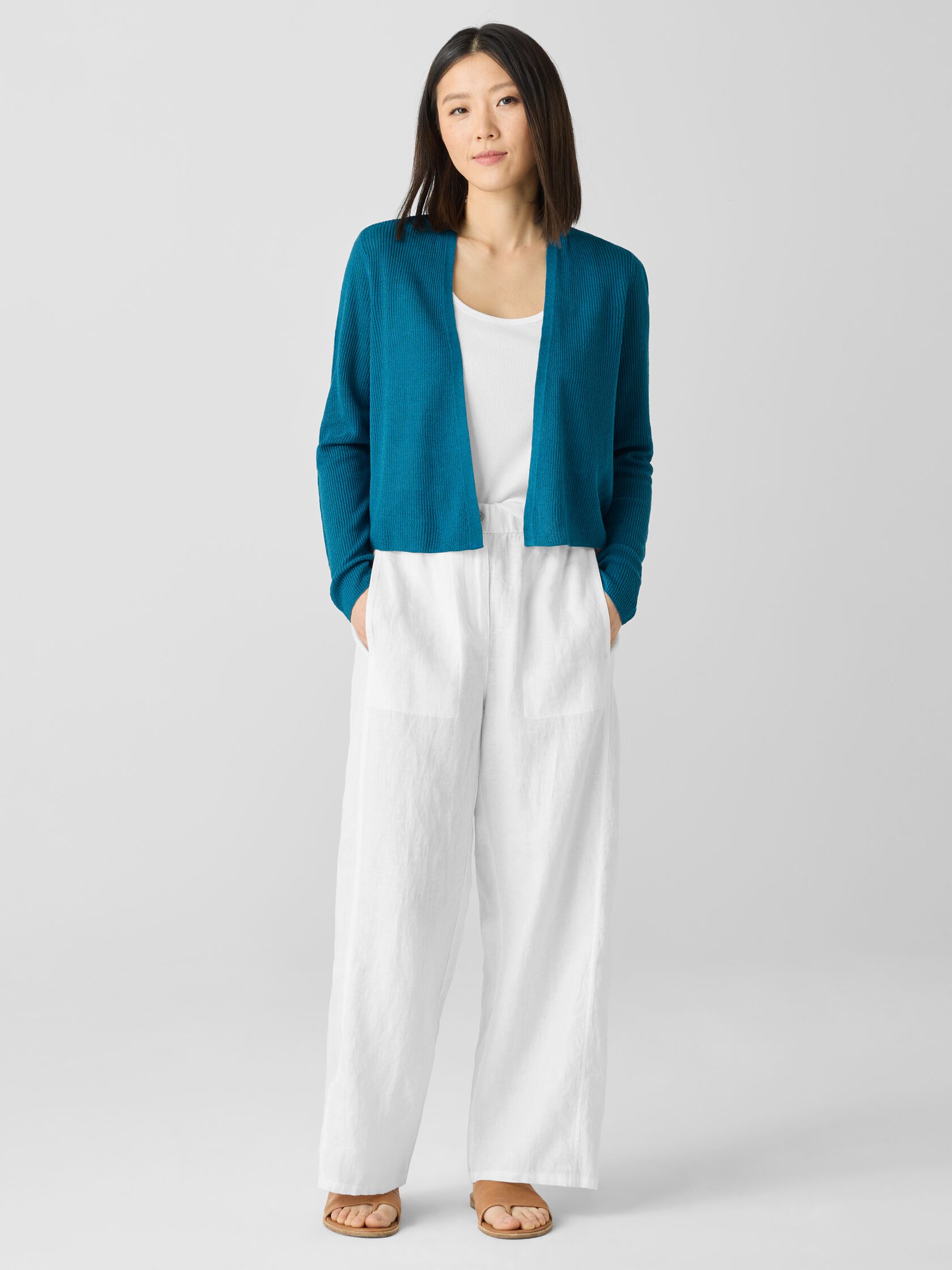 Organic Linen Cotton Cropped Cardigan