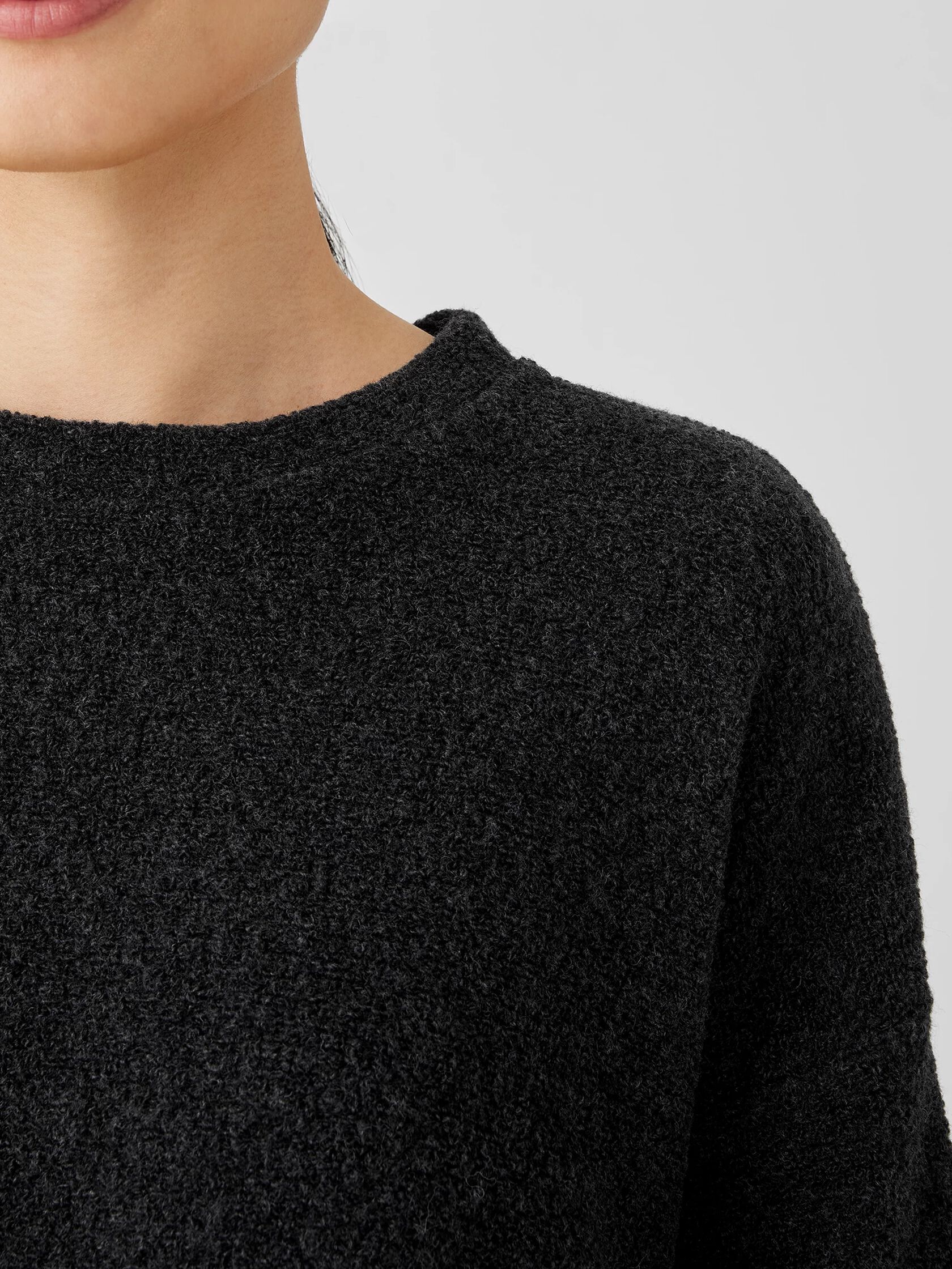 Boucle Wool Knit Crew Neck Box-Top