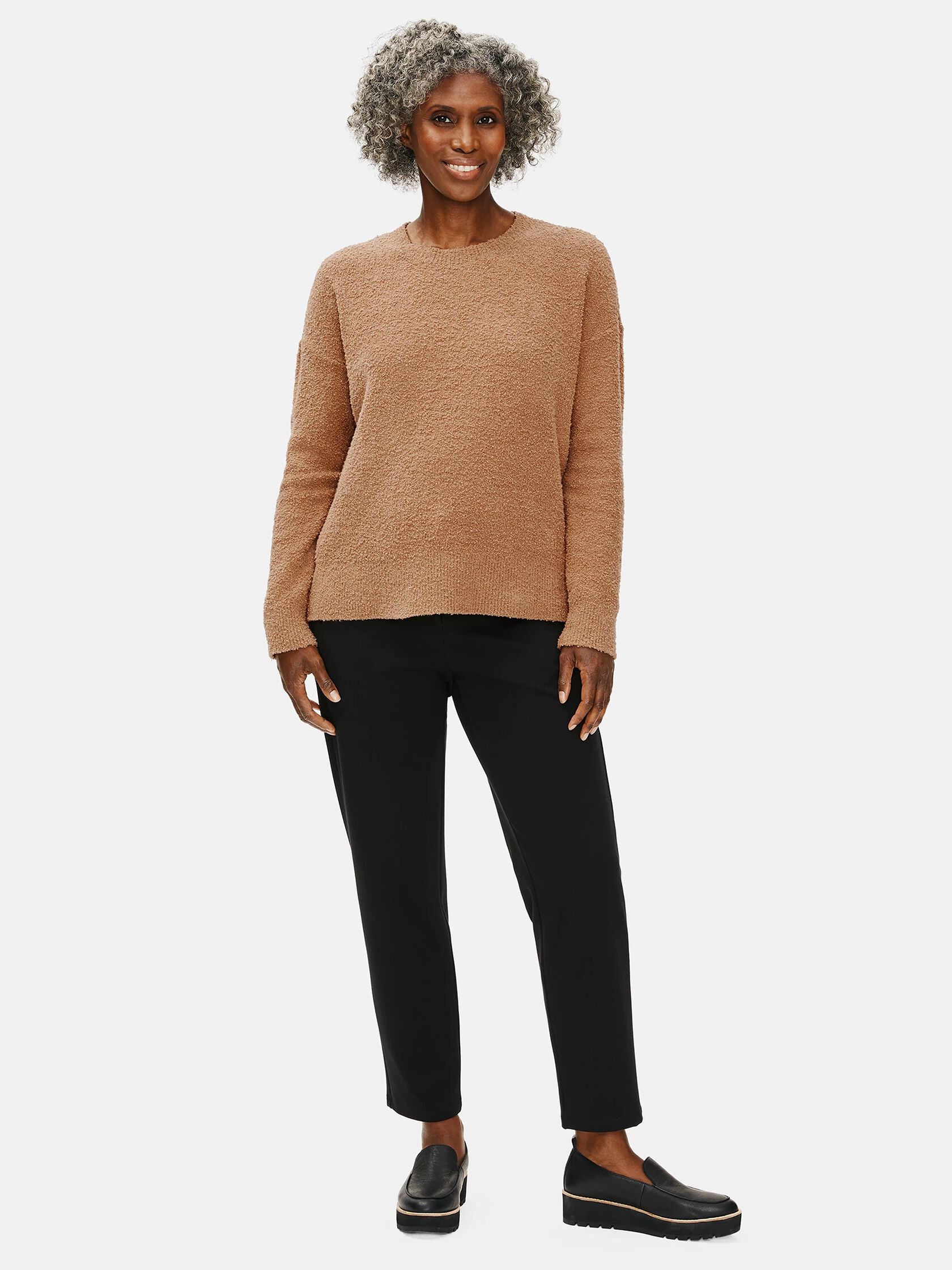 Organic Cotton Boucle Crew Neck Box-Top