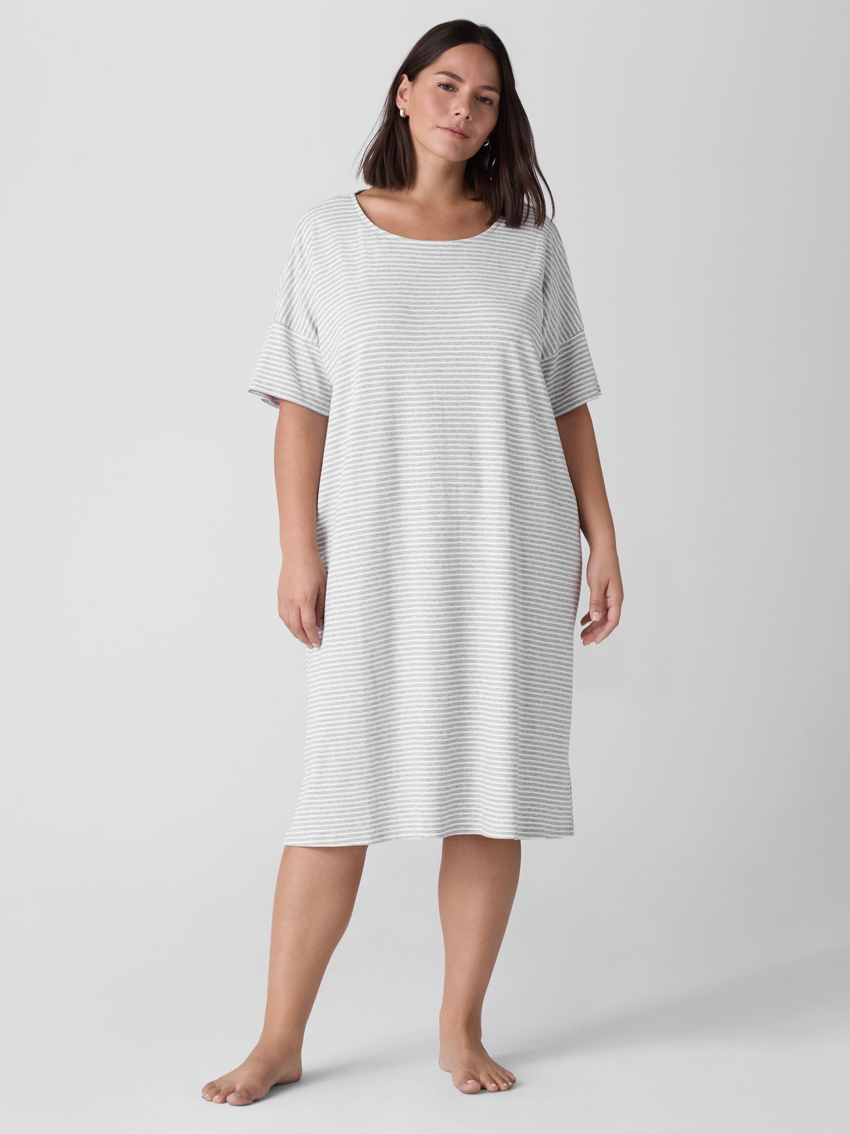 Striped Organic Cotton Interlock Sleep Dress
