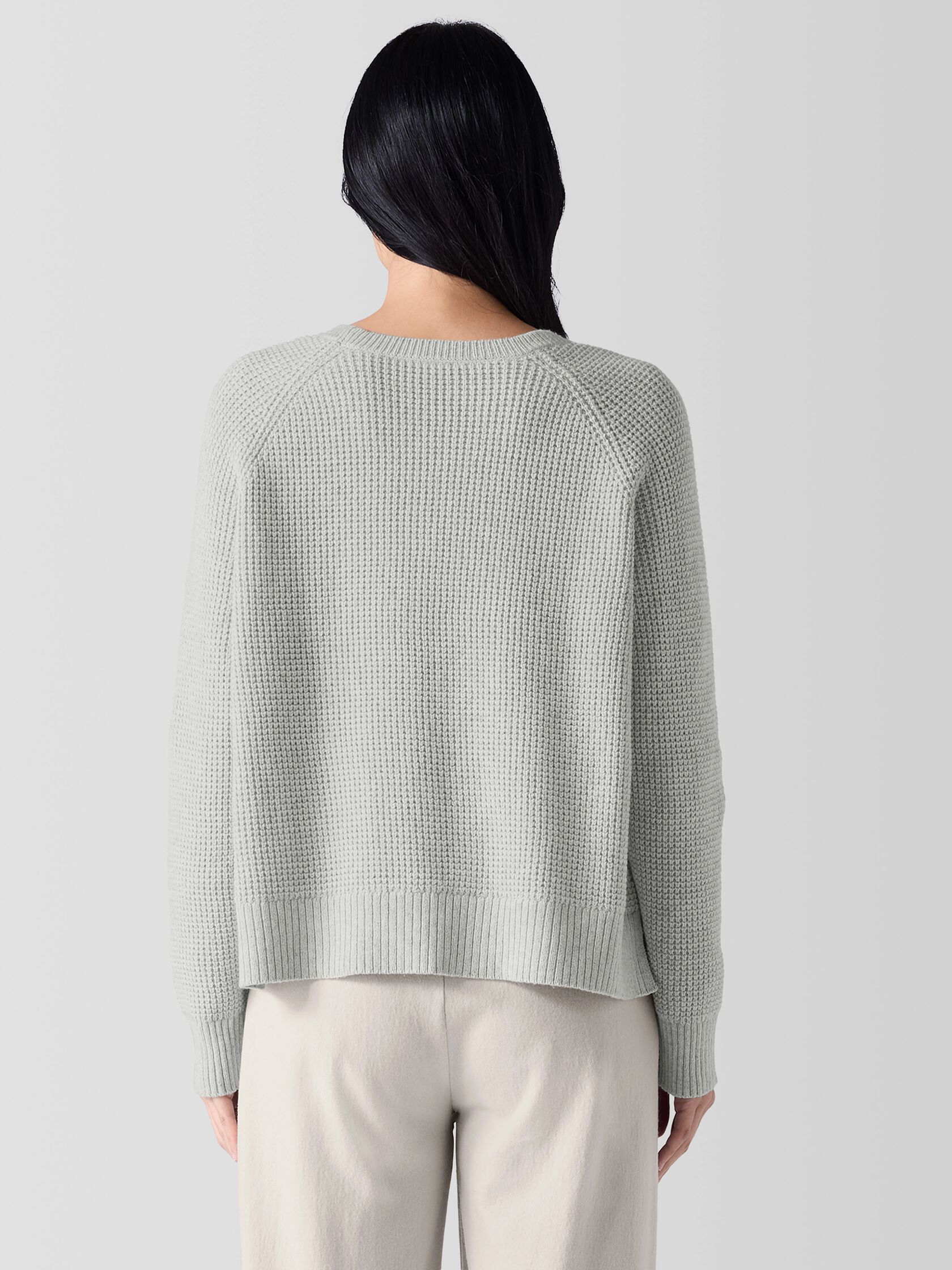 Cotton and Recycled Cashmere Thermal Crew Neck Top