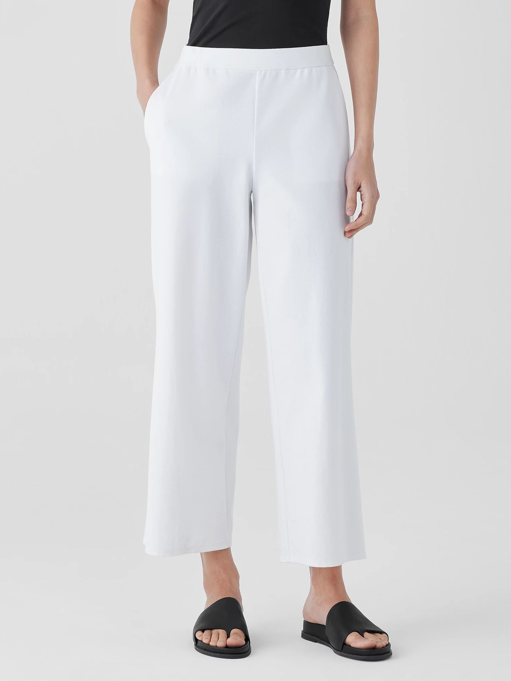 Cotton Blend Ponte Wide-Leg Pant