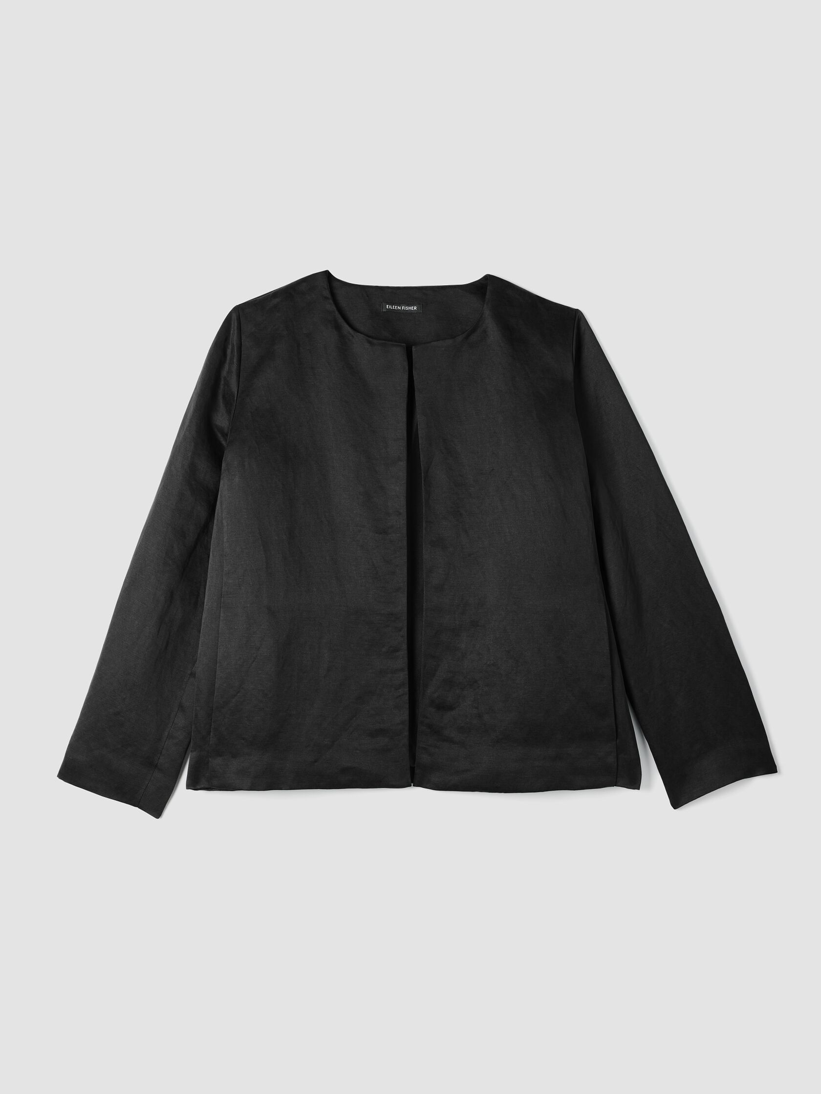 Linen Silk Satin Round Neck Jacket