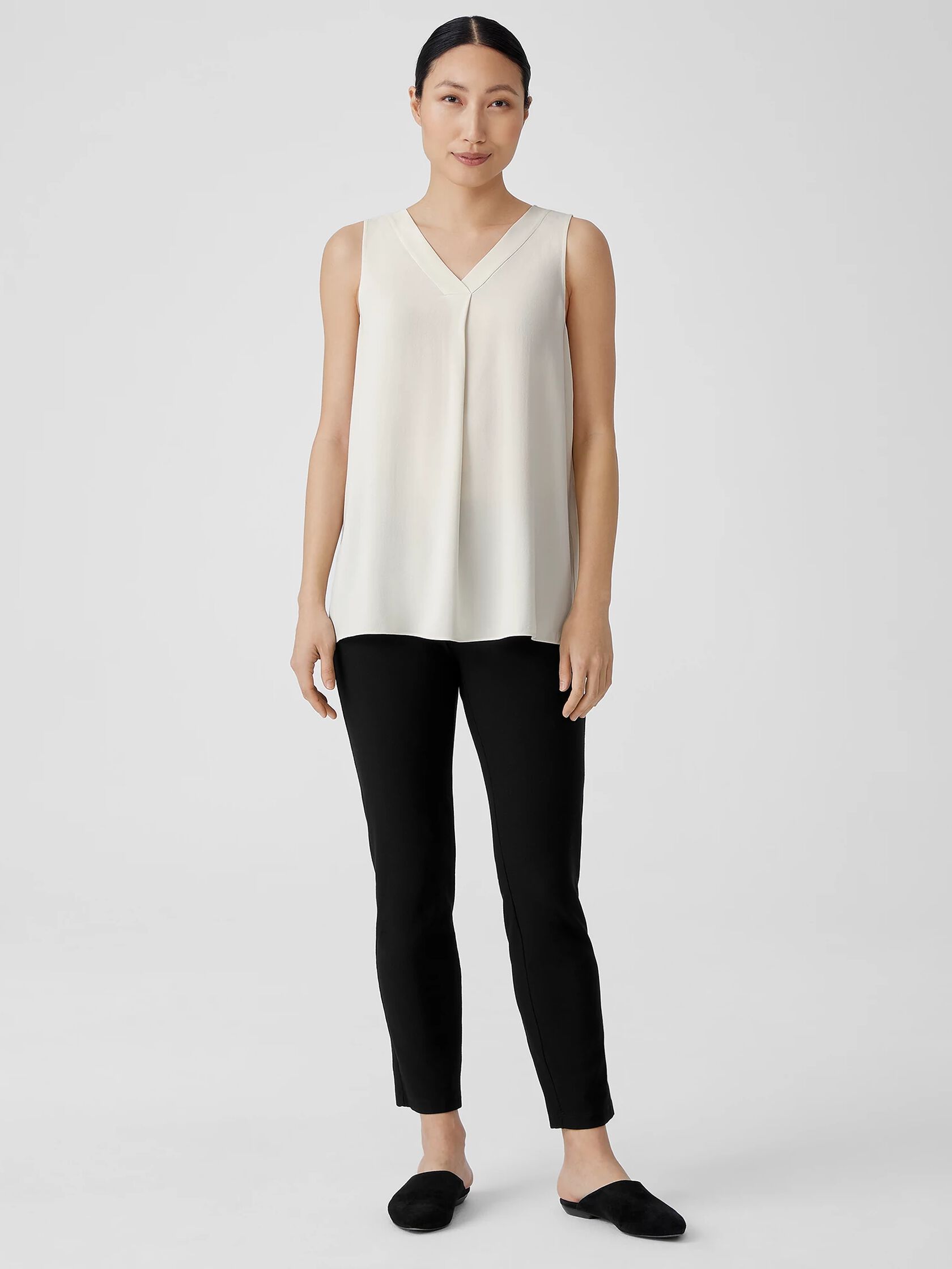 Silk Georgette Crepe Pleated Tank