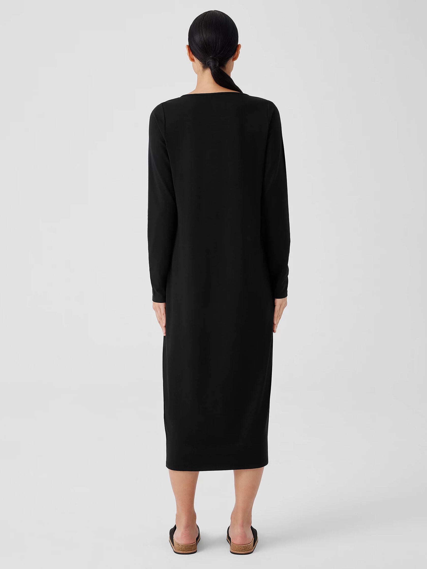 Stretch Jersey Knit Jewel Neck Dress