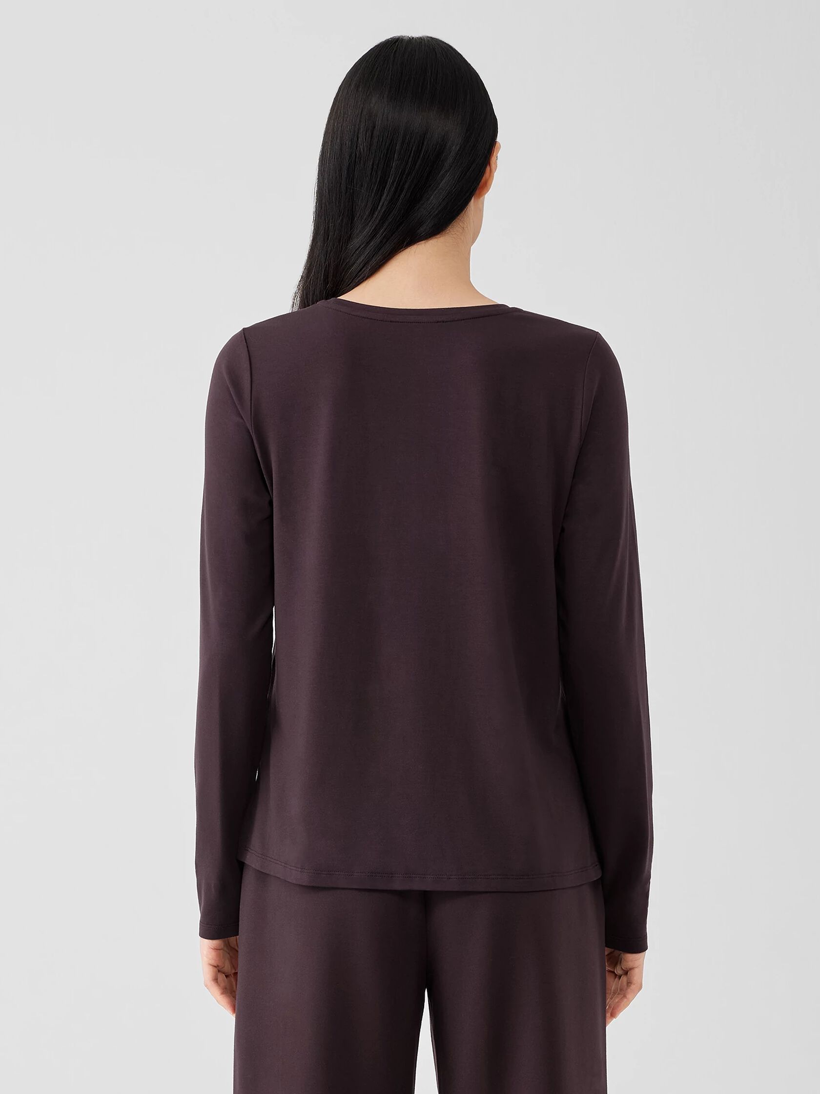 Stretch Jersey Knit Crew Neck Top