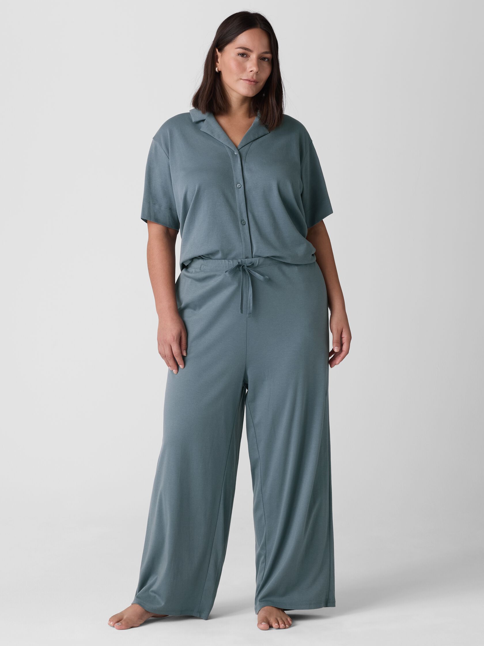 Organic Cotton Interlock Wide-Leg Sleep Pant