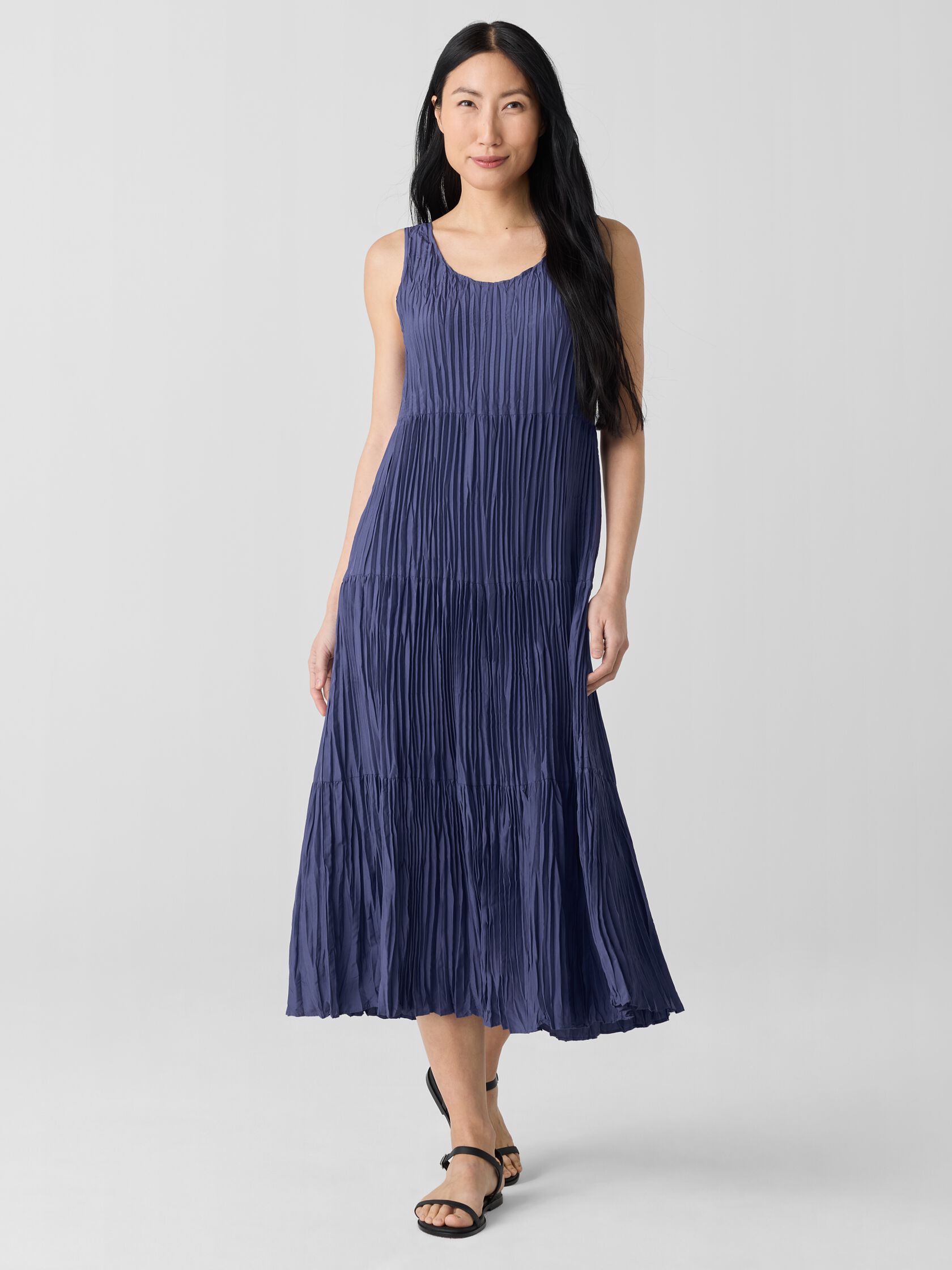 Crushed Silk Tiered Dress