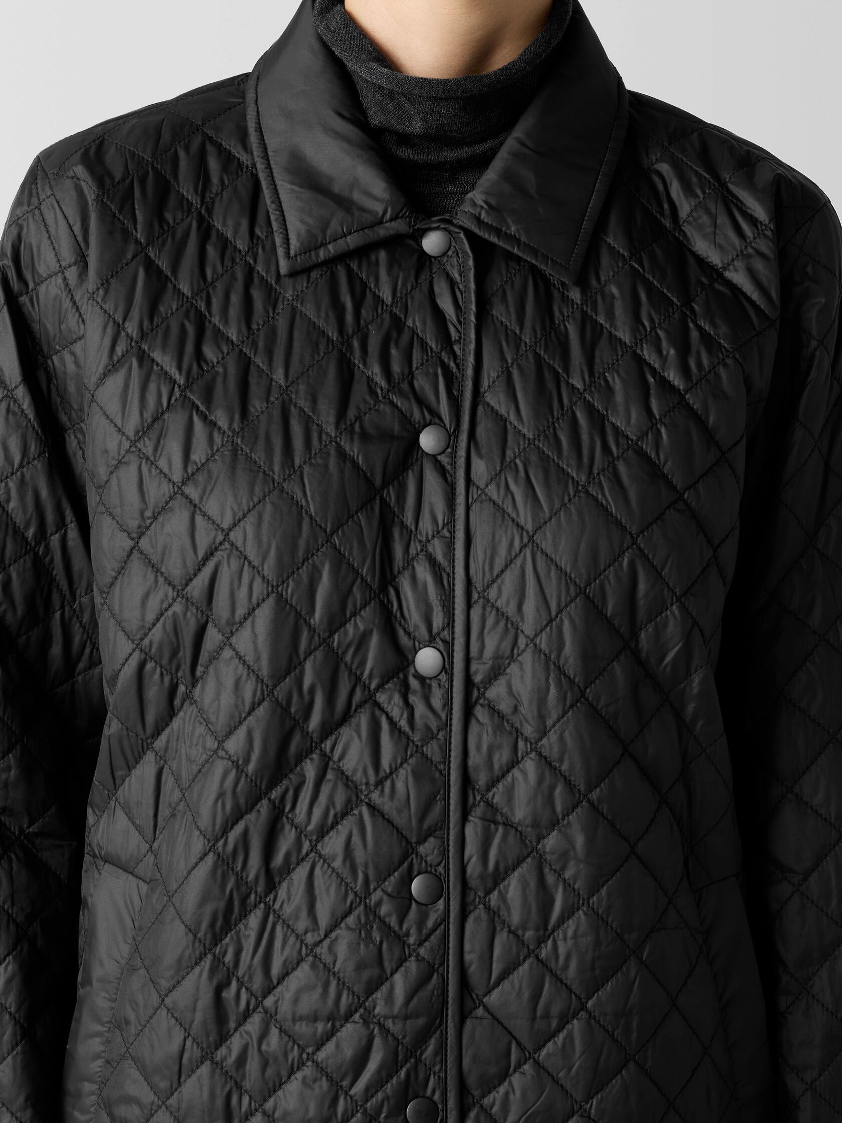 Eggshell Recycled Nylon Classic Collar Coat