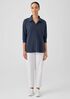 Pima Cotton Stretch Jersey Classic Collar&nbsp;Top