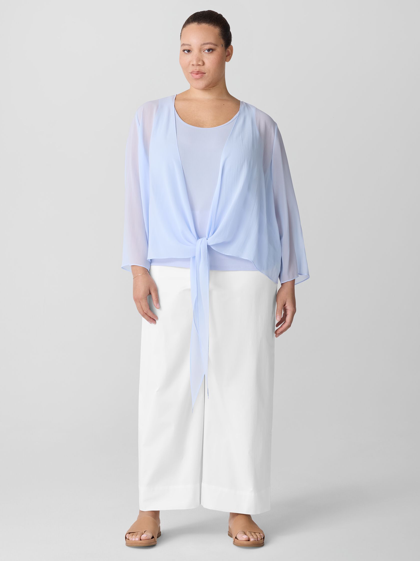 Sheer Silk Georgette Tie Jacket