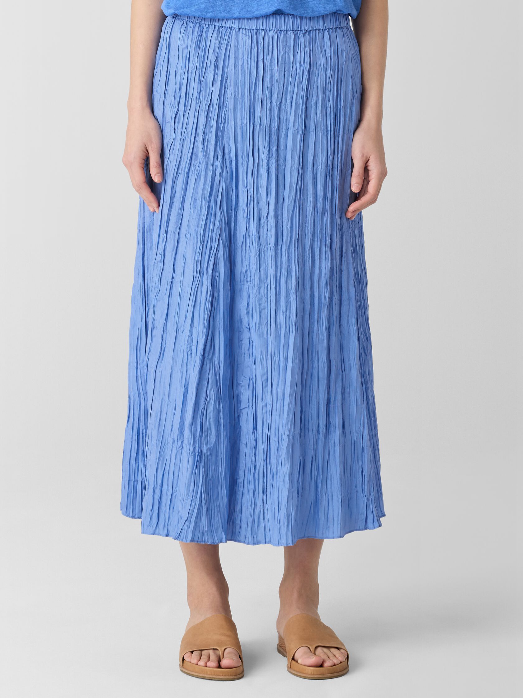 Crushed Silk Flared Skirt