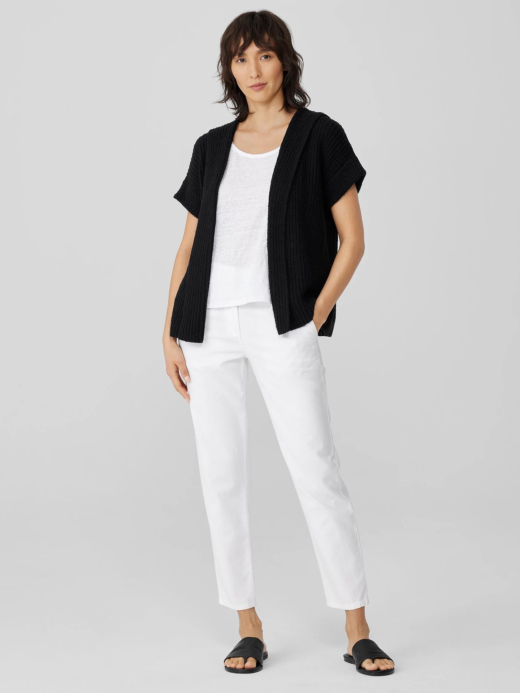 Peruvian Organic Cotton Boucle Hooded Cardigan