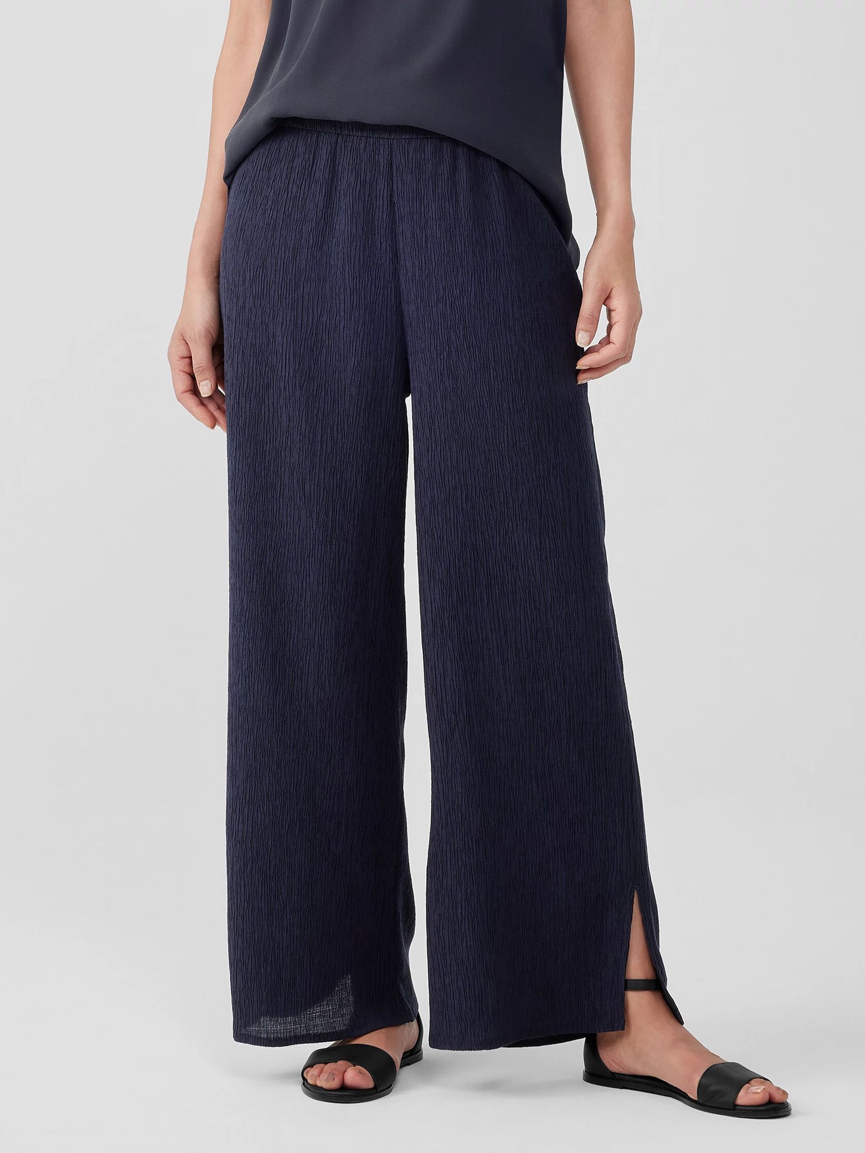 Woven Pliss&eacute; Wide-Leg Pant