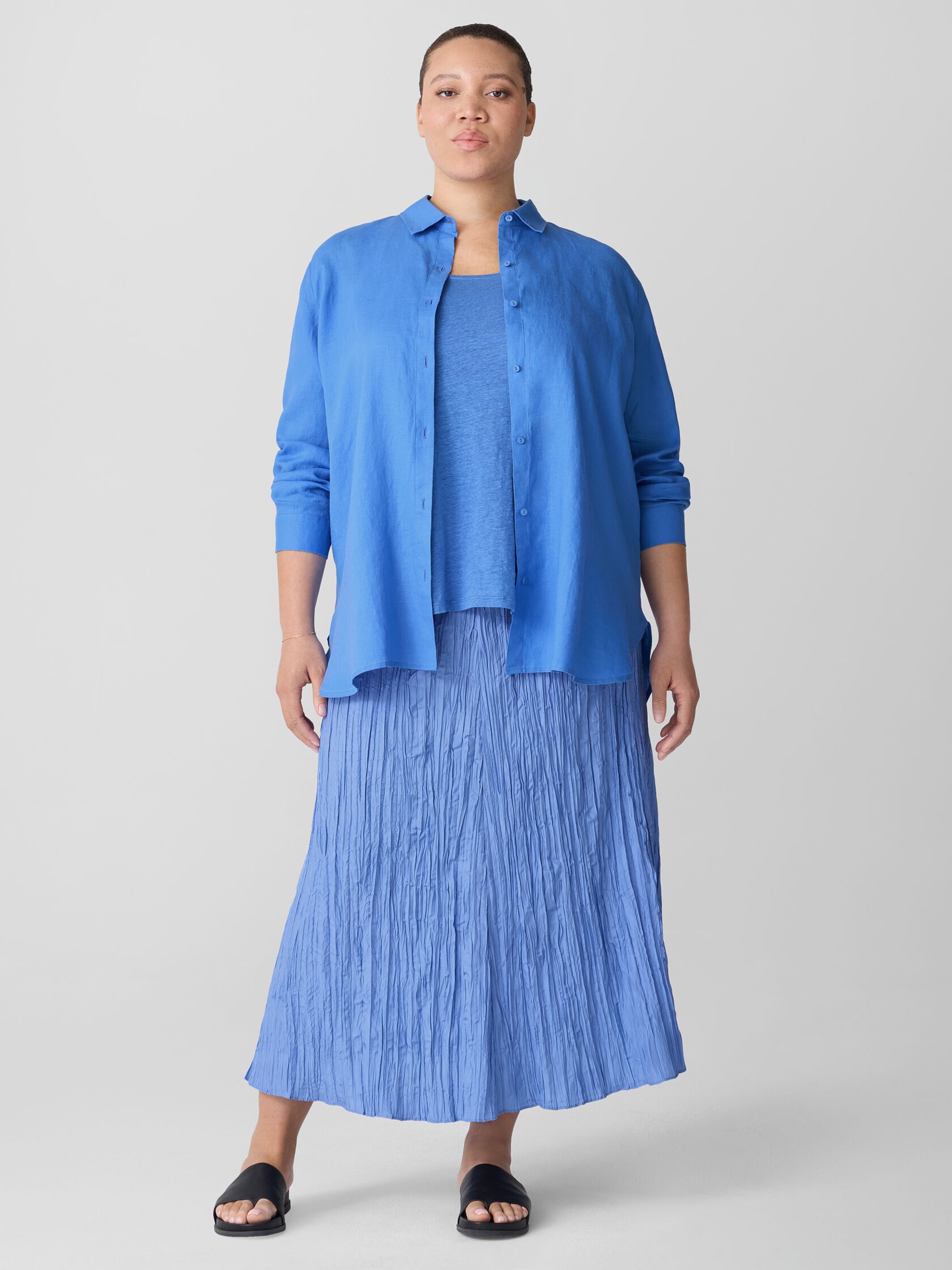 Crushed Silk Flared Skirt