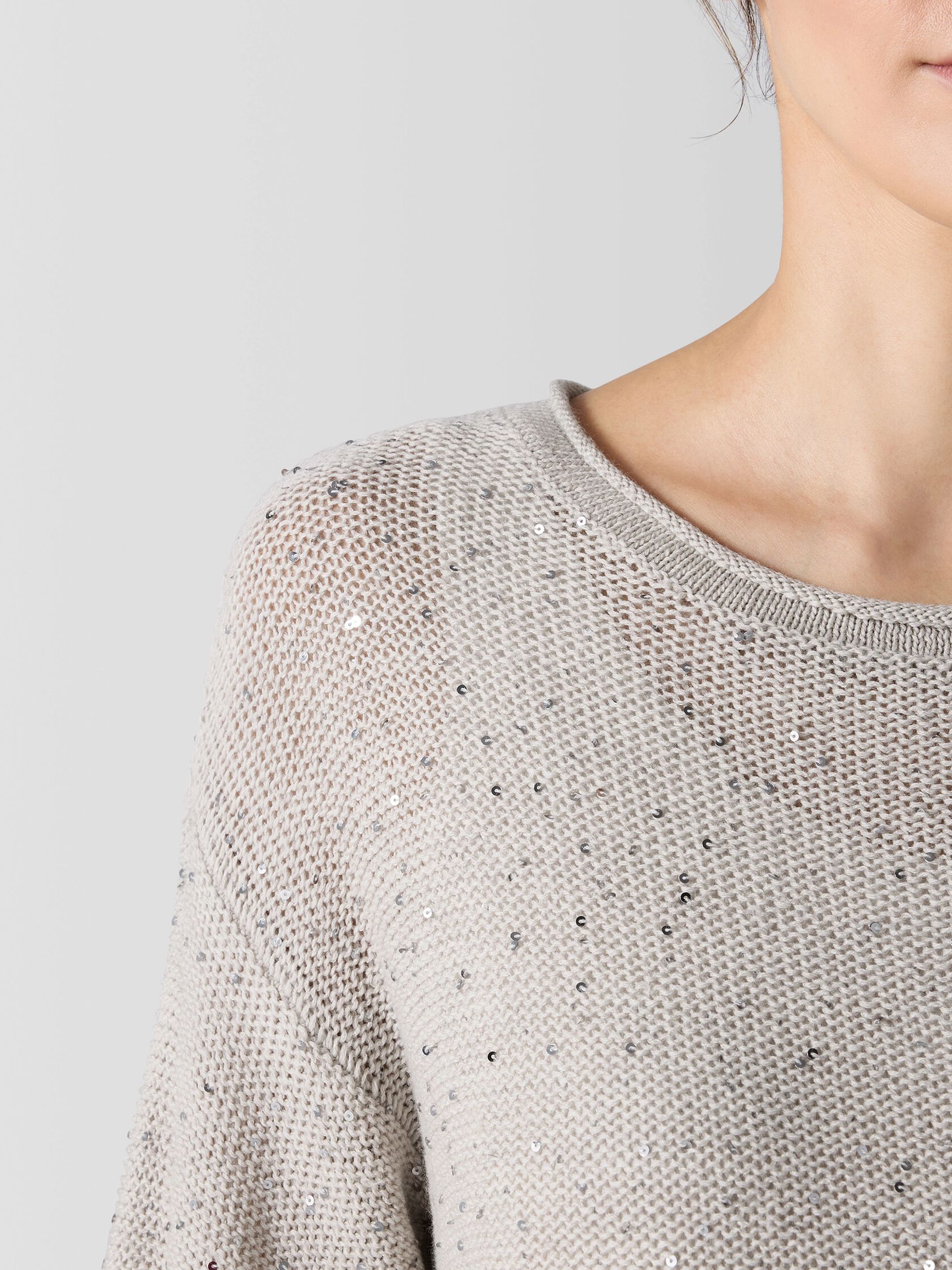 Merino Sequin Jewel Neck Top