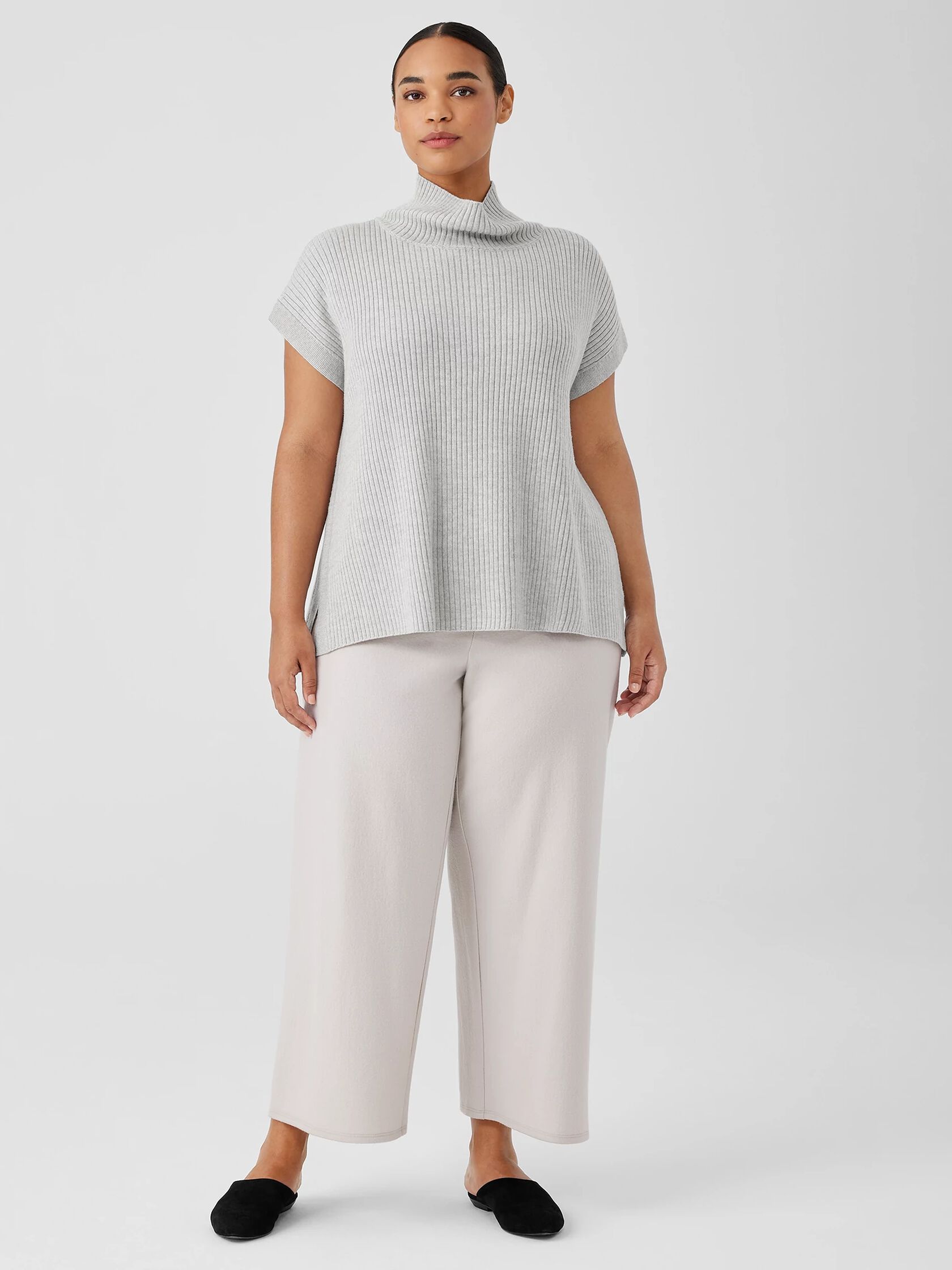 Boiled Wool Jersey Wide-Leg Pant