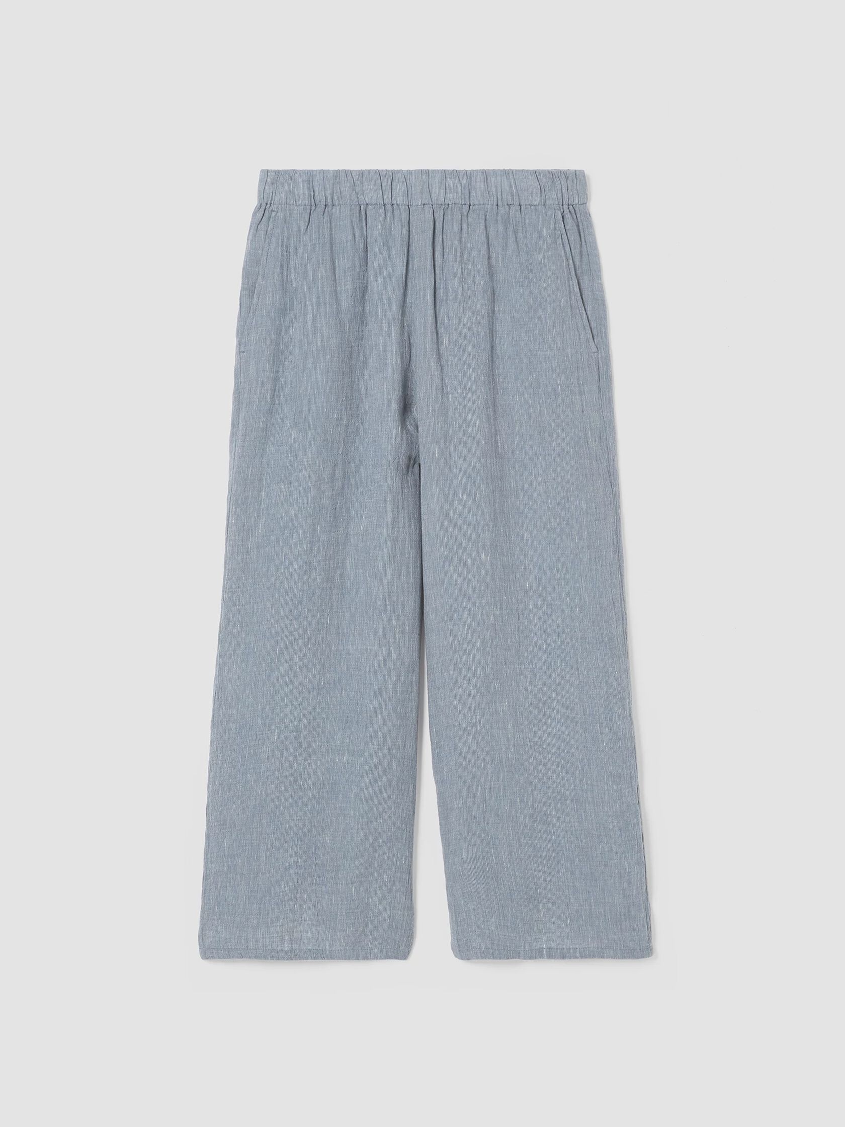 Striped Organic Linen Crinkle&nbsp;Wide-Leg Pant