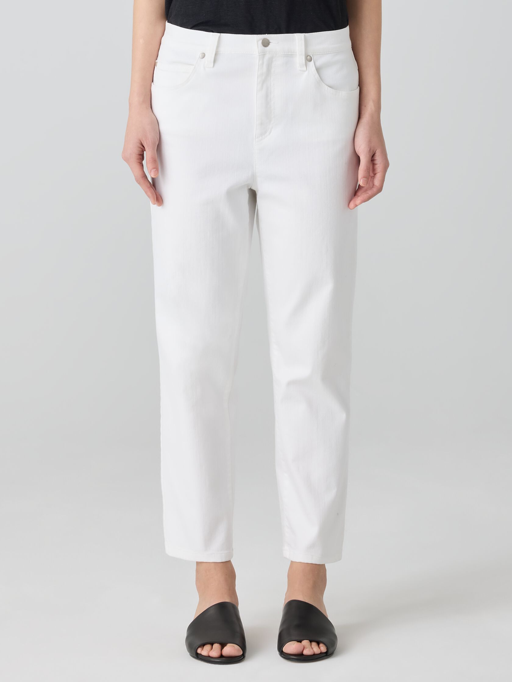 Garment-Dyed Organic Cotton Denim Cropped Jean