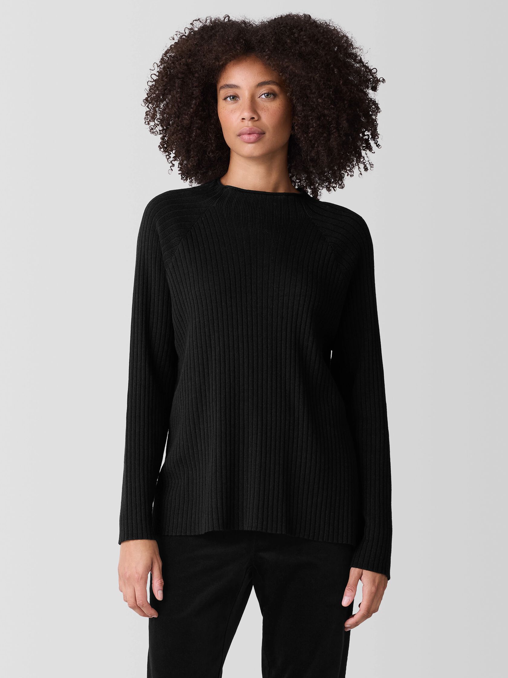 Peruvian Cotton Blend Funnel Neck Top
