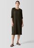 Textured Stretch Rib Crew Neck Dress